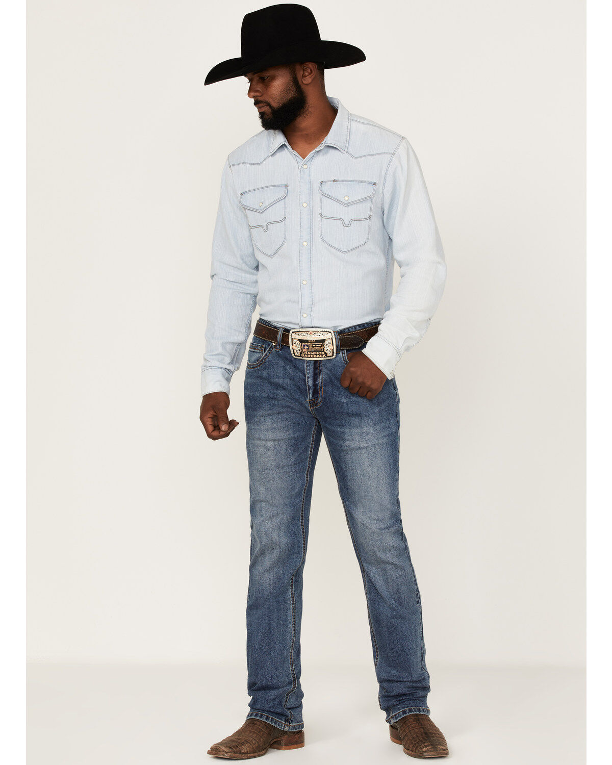 Hooey by Rock & Roll Denim Men's Revolver Medium Wash Reflex Stretch Slim Straight Jeans