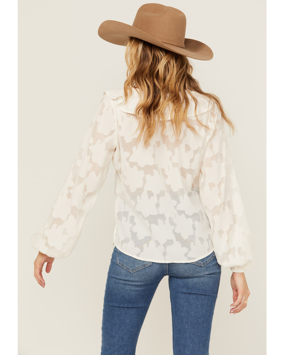 Shyanne Women's Floral Long Sleeve Ruffle Peasant Top