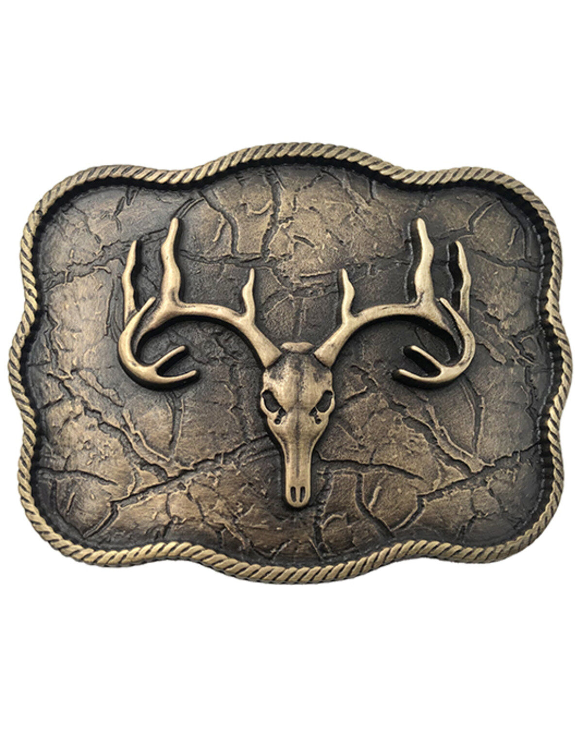 Cody James Men's Antique Brass Scalloped Elk Skull Buckle
