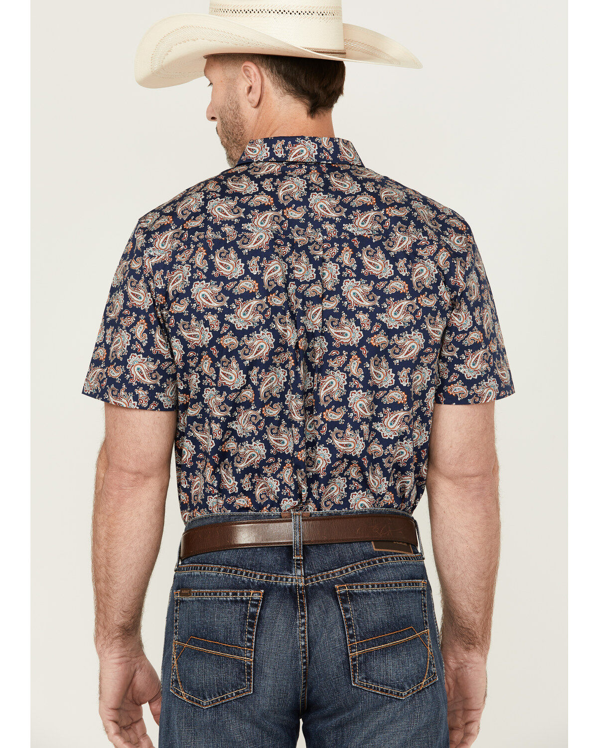 Cody James Men's Grand Finale Paisley Print Short Sleeve Button-Down Stretch Western Shirt