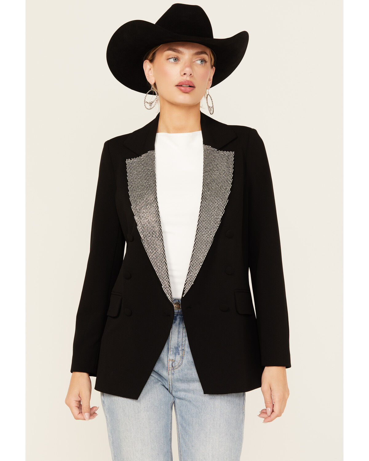 Boom Boom Jeans Women's Crystal Embellished Blazer