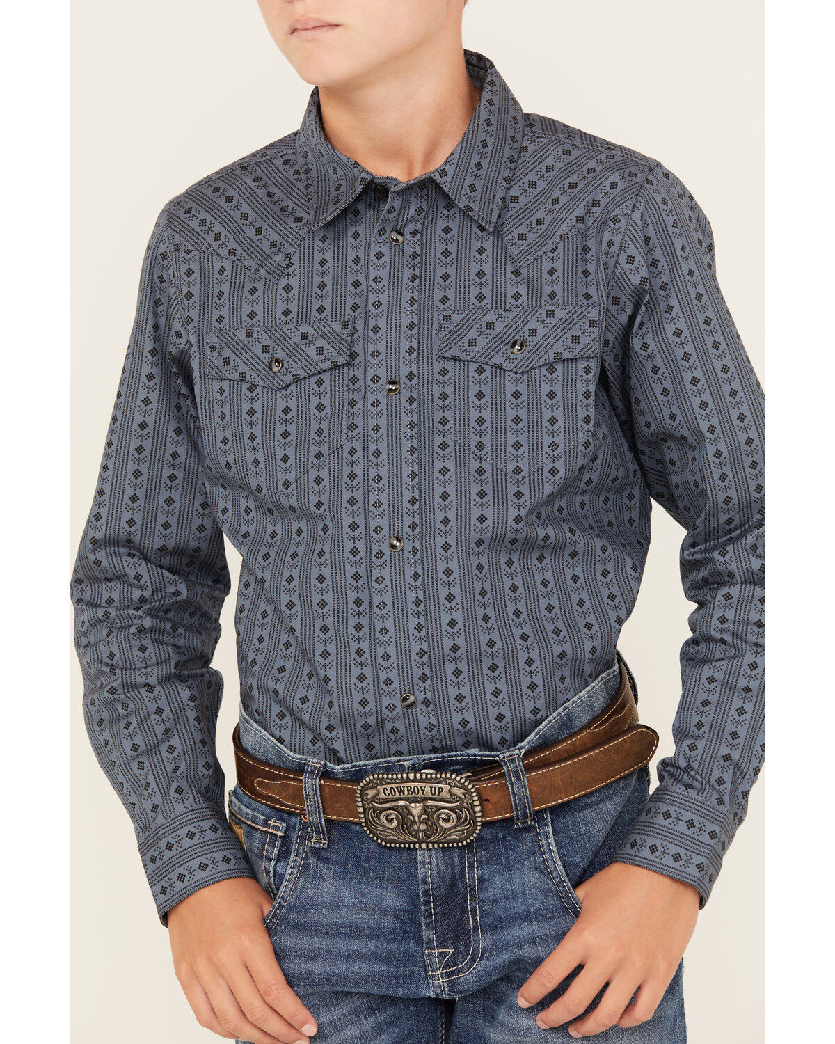 Cody James Boys' Cowboy Long Sleeve Snap Western Shirt