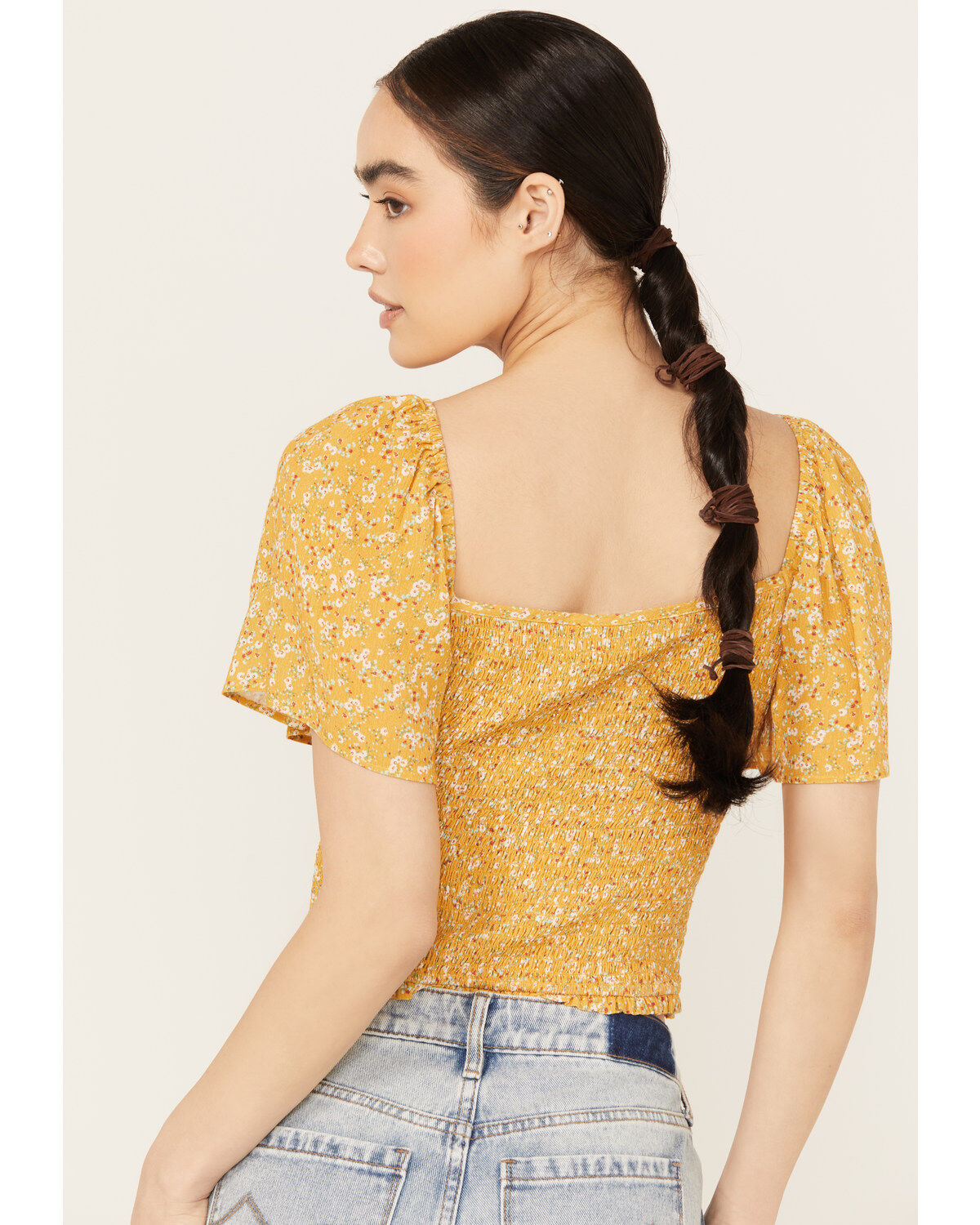 Beyond The Radar Women's Floral Printed Smocked Top