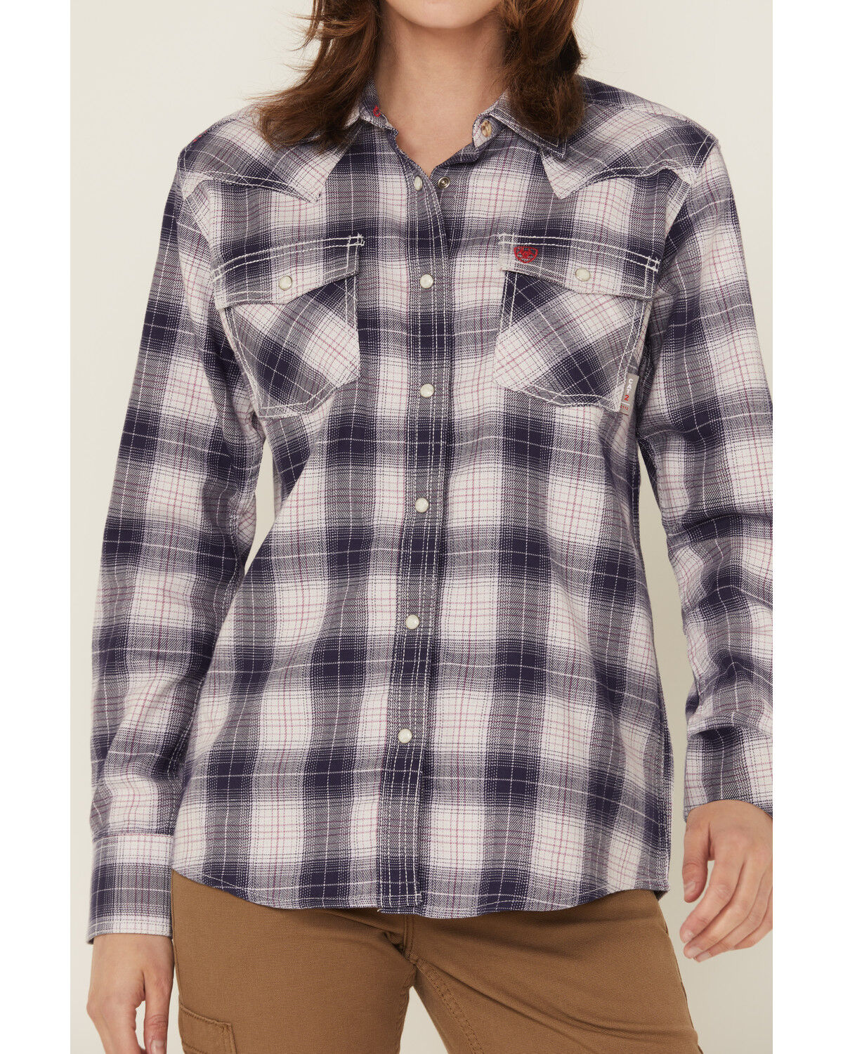 Ariat Women's FR Heritage Plaid Print Long Sleeve Snap Work Shirt