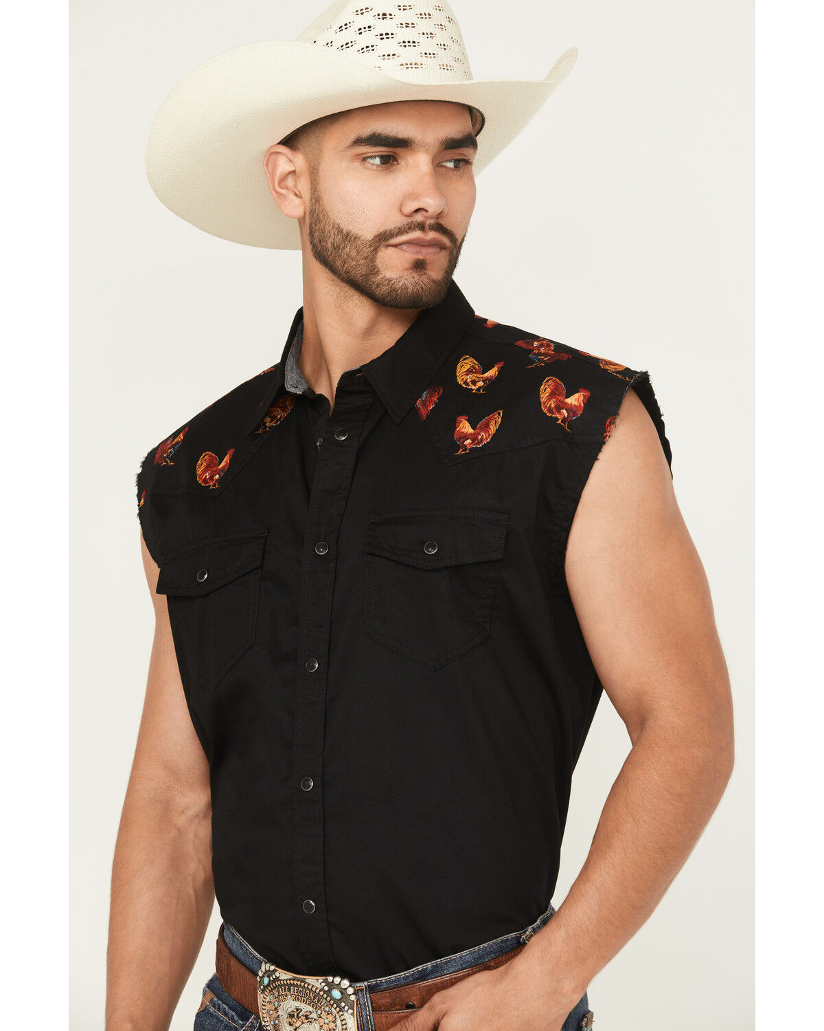 Cody James Men's Rooster Cutoff Snap Western Shirt