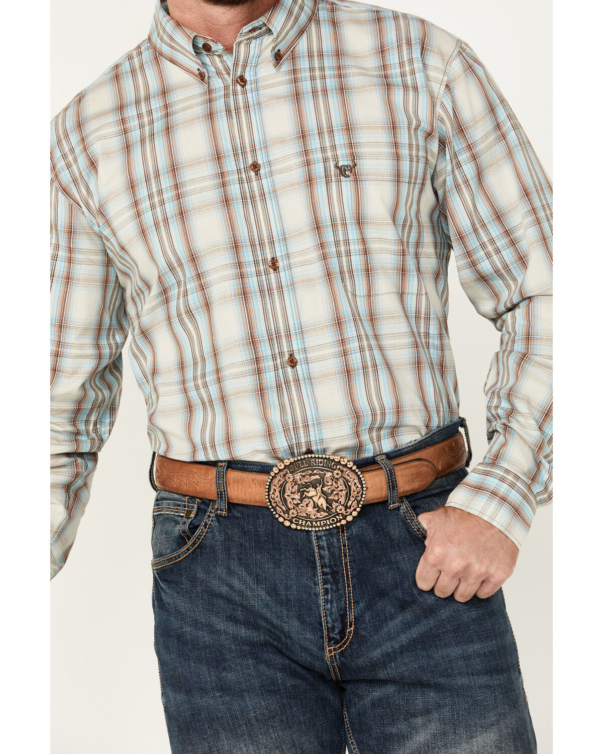 Cowboy Hardware Men's Dutton Plaid Print Long Sleeve Button-Down Western Shirt