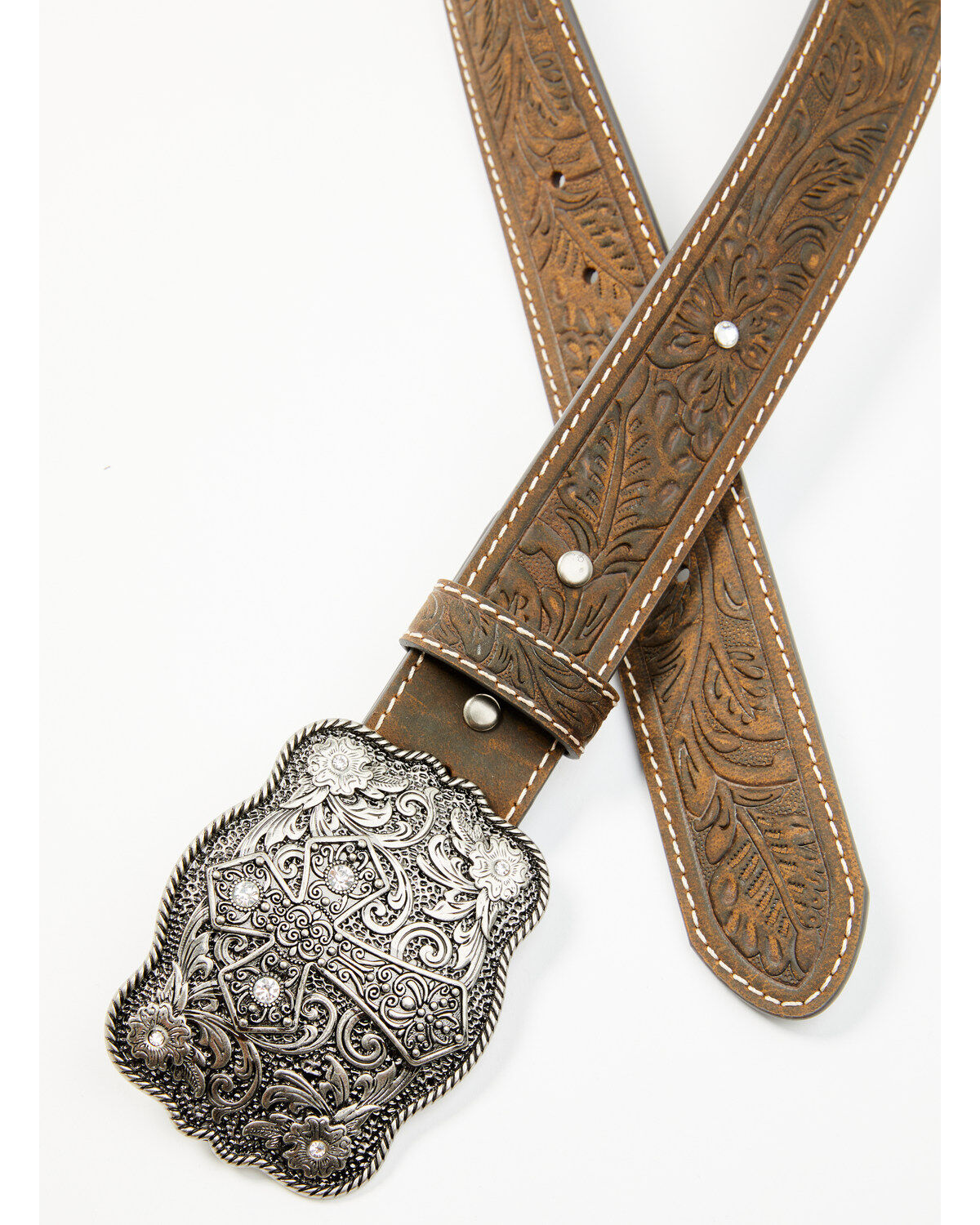 Shyanne Women's Floral Scroll Cross Buckle Belt