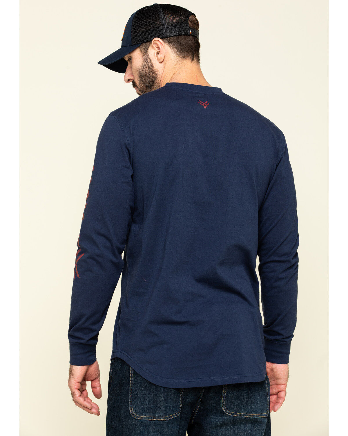 Hawx Men's Navy Sleeve Logo Long Sleeve Work T-Shirt