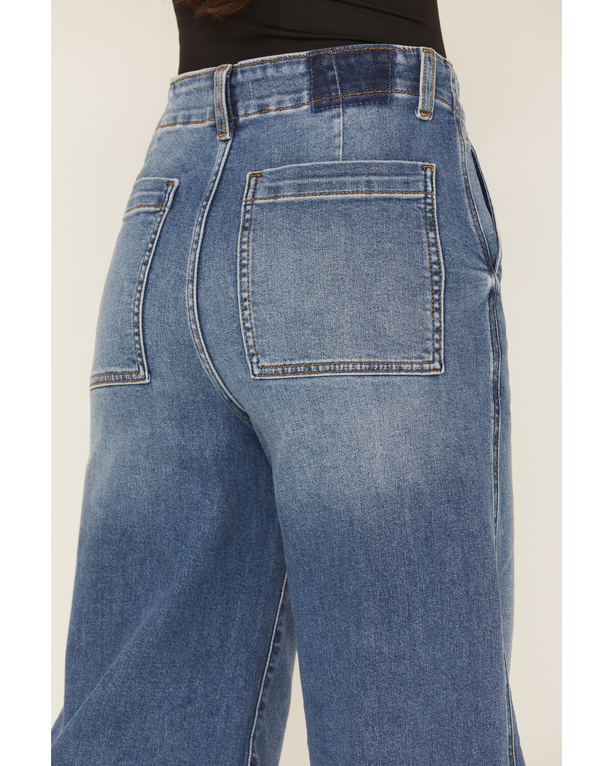 Daze Women's Far Out Medium Wash High Rise Trouser Denim Jeans