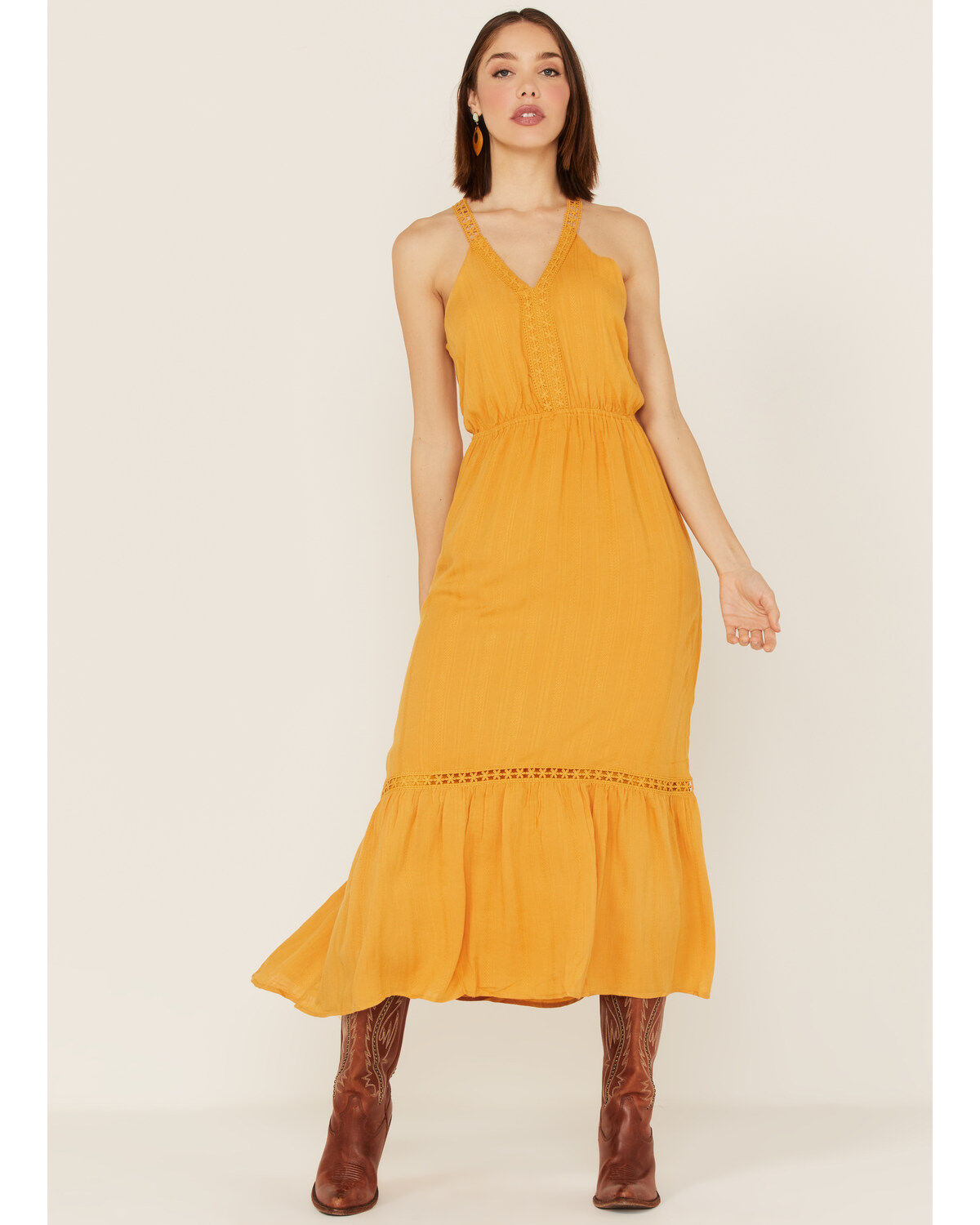 Molly Bracken Women's Lace Trim Midi Dress