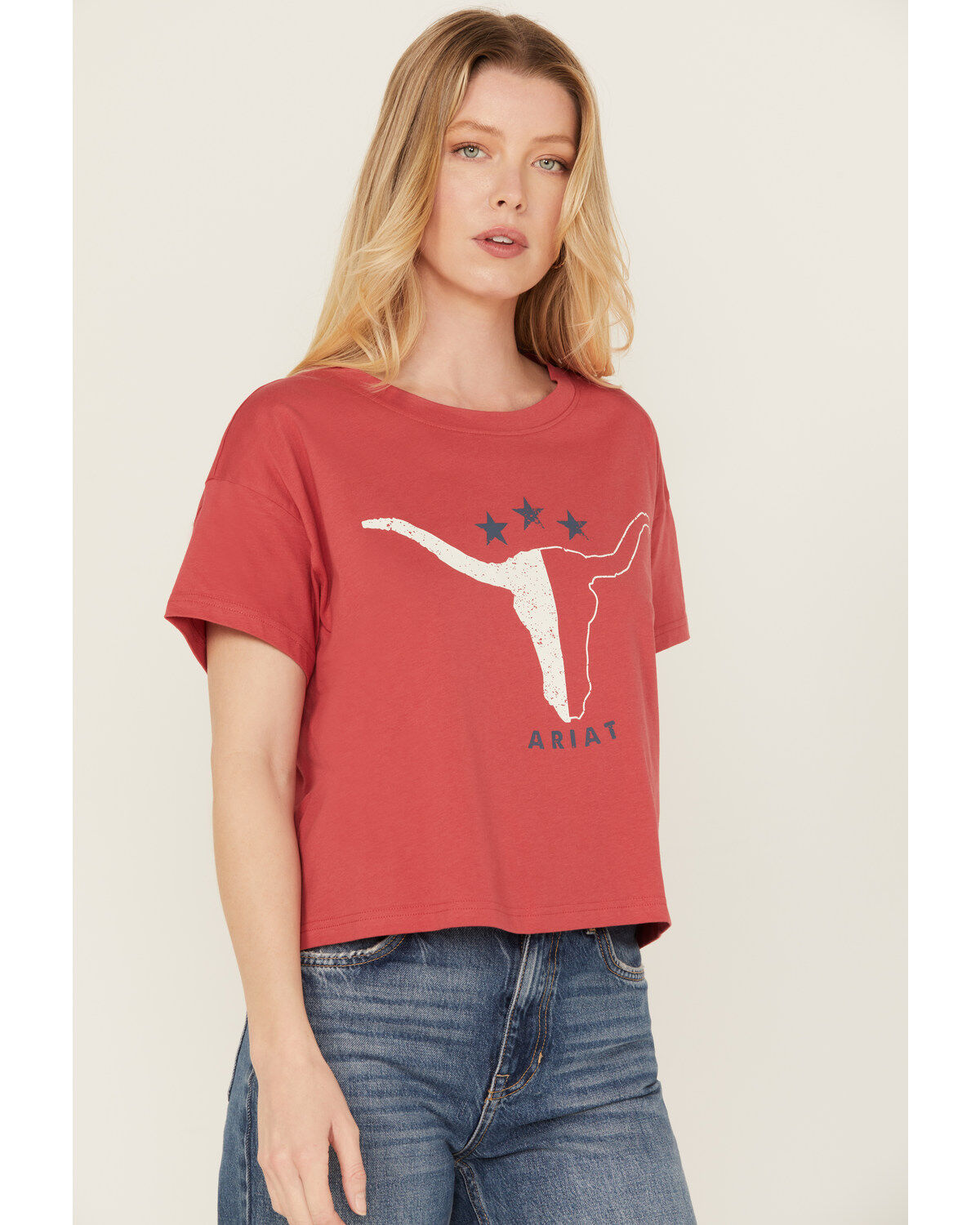 Ariat Women's Steer Lone Star Short Sleeve Cropped Graphic Tee
