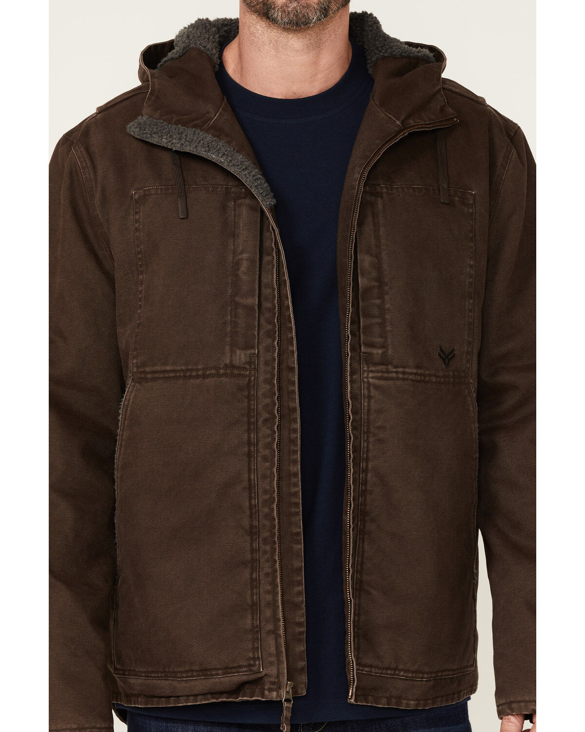 Hawx Men's Brown Castile Weathered Duck Hooded Zip-Front Insulated Work Jacket