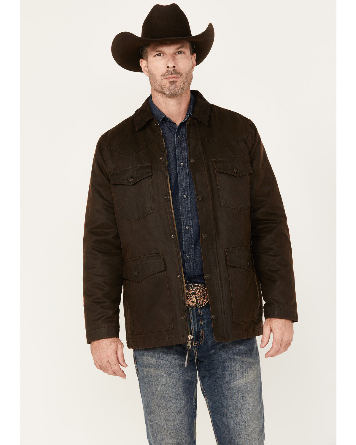 Cody James Men's Oilskin Snap Heavy Jacket