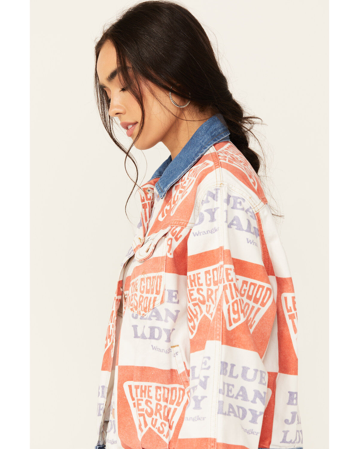 Wrangler Women's Blue Jean Lady Printed Denim Jacket