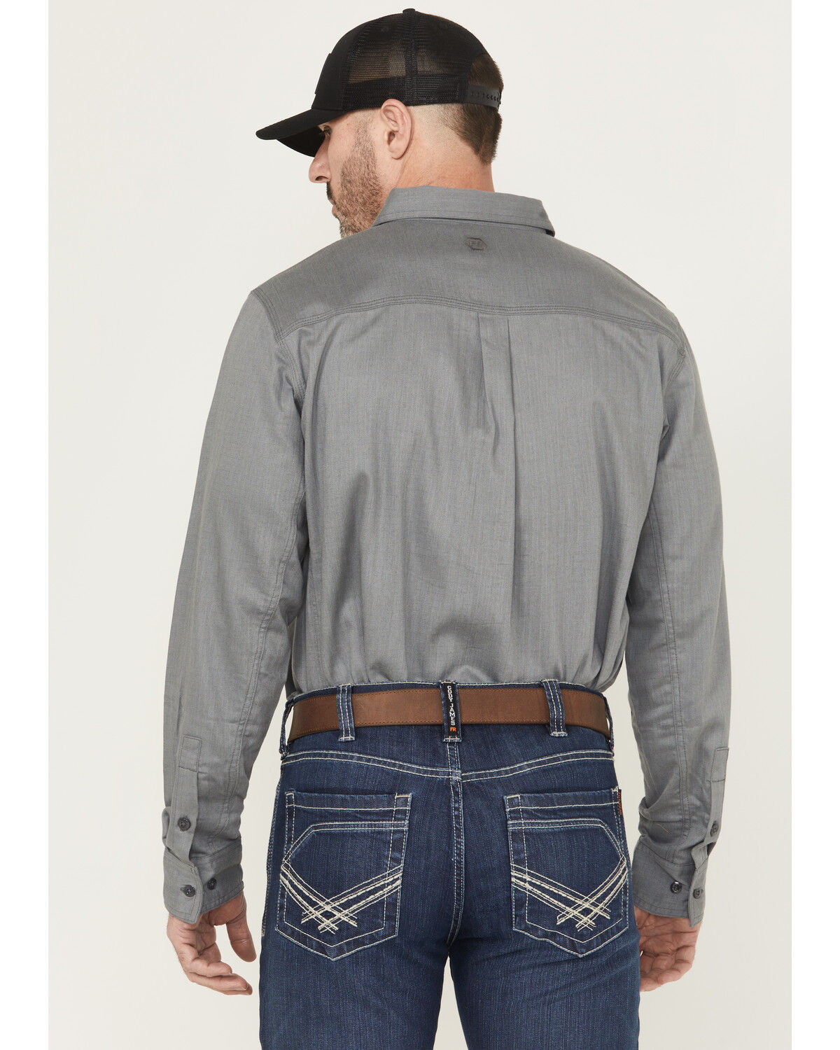 Hawx Men's FR Herringbone Long Sleeve Button-Down Work Shirt