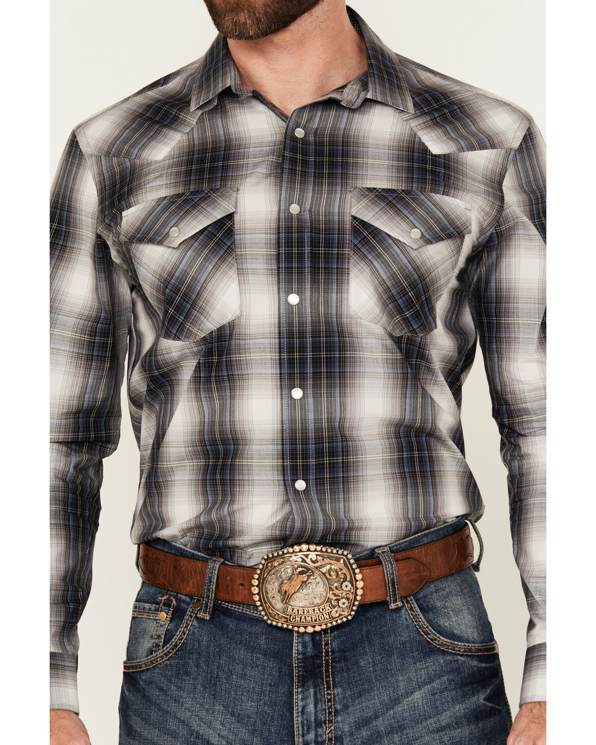 Pendleton Men's Frontier Plaid Print Long Sleeve Pearl Snap Western Shirt