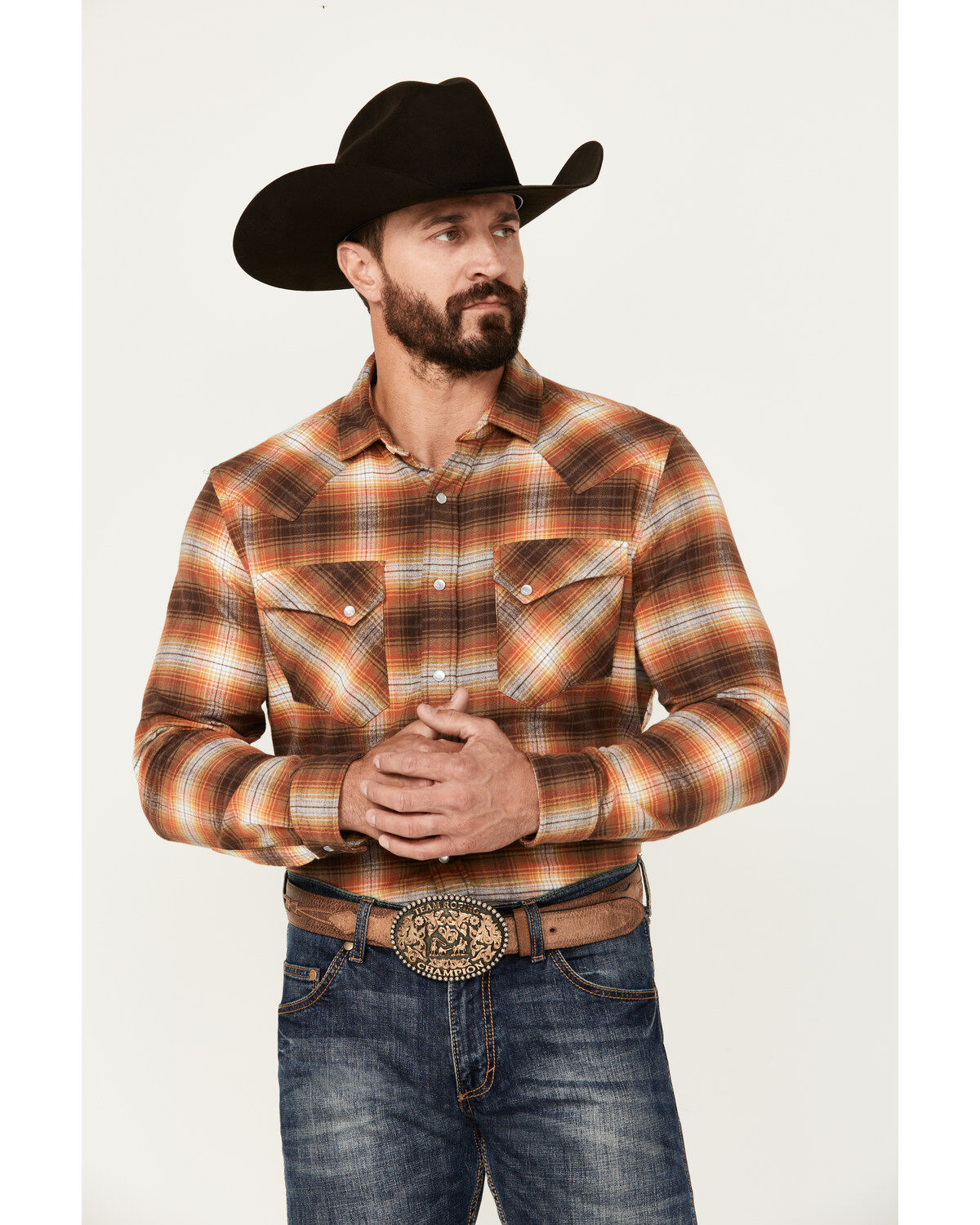 Pendleton Men's Wyatt Plaid Print Long Sleeve Pearl Snap Western Shirt