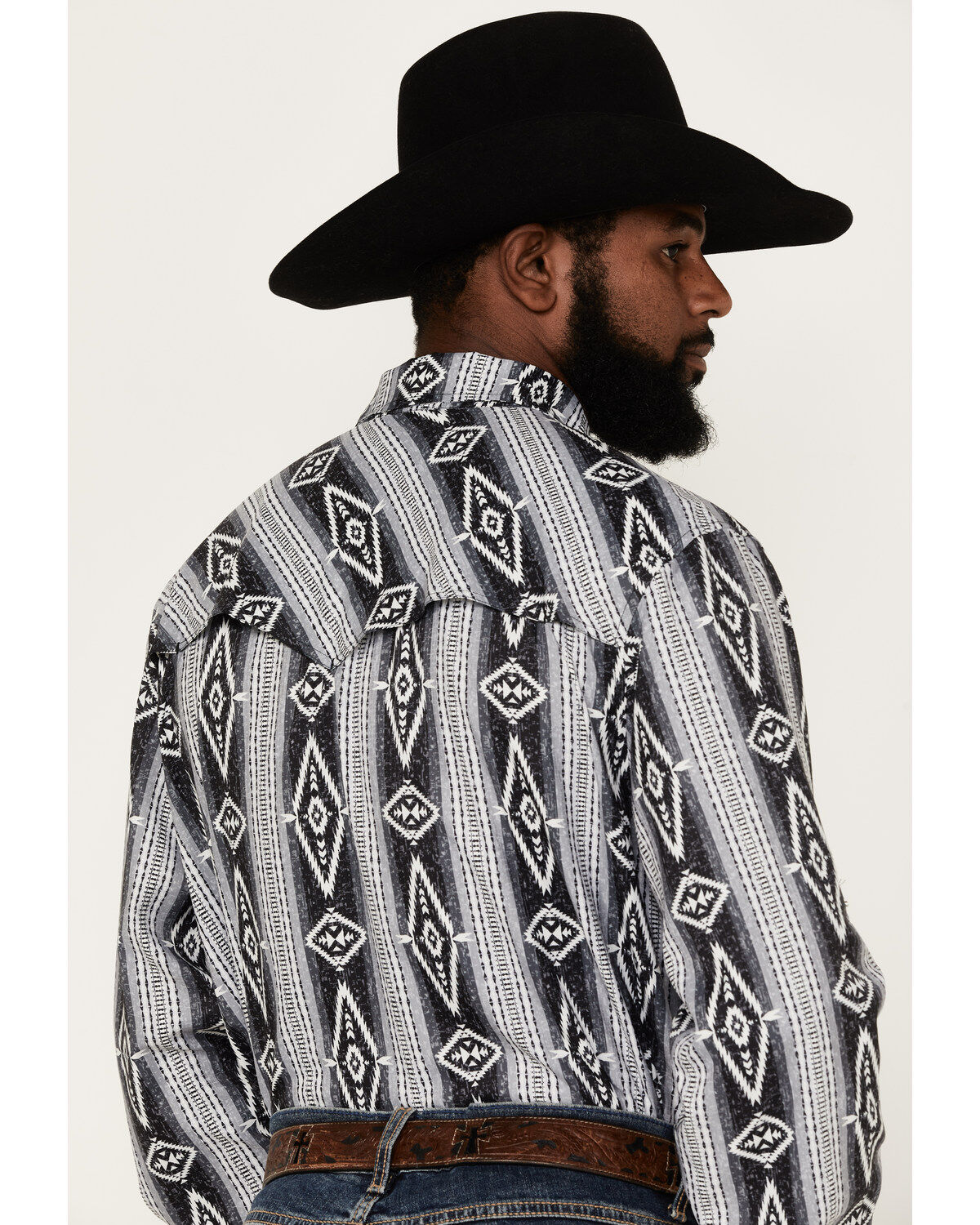 Rock & Roll Denim Men's Tek Southwestern Print Long Sleeve Pearl Snap Western Shirt