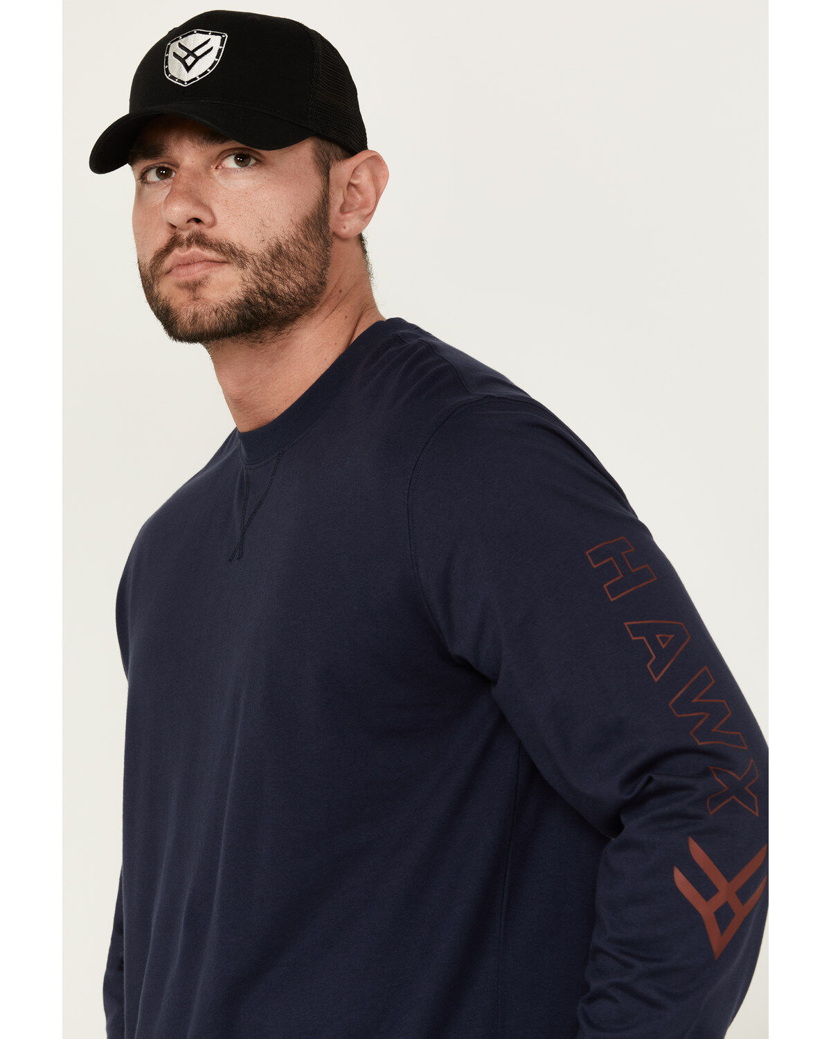 Hawx Men's Long Sleeve Knit Solid Logo Long Sleeve Work T-Shirt - Tall