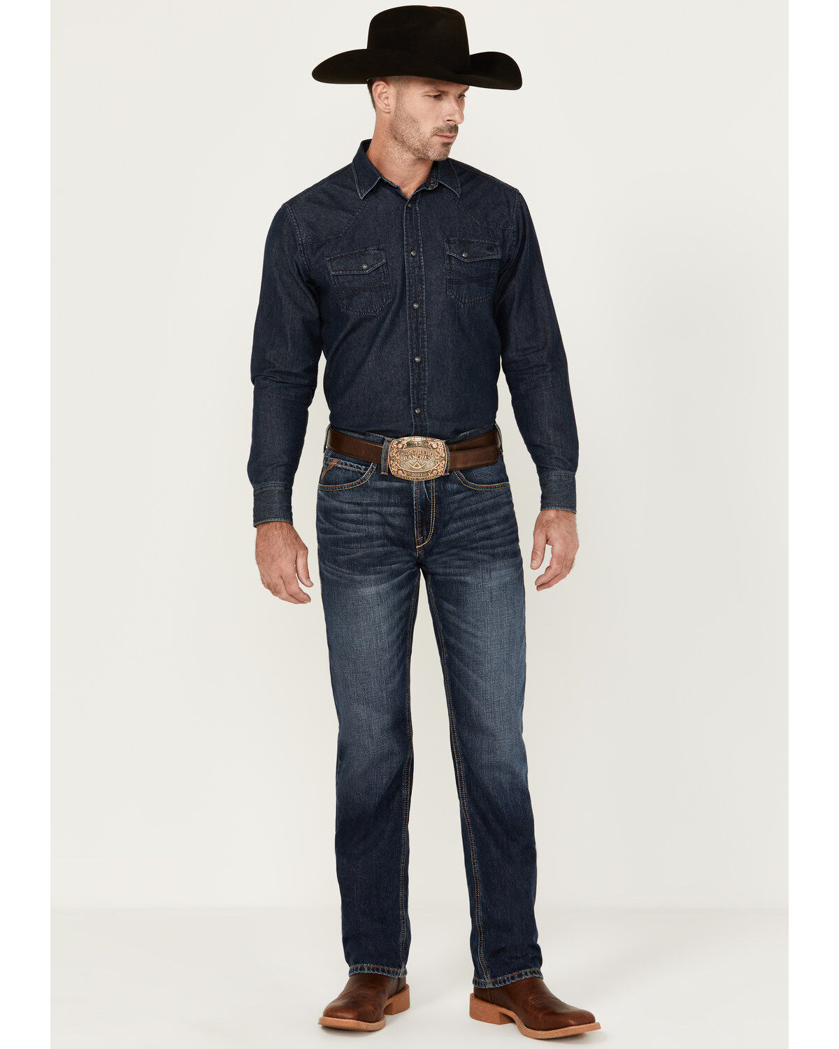 Ariat Men's M2 Bradford Cleveland Dark Wash Relaxed Bootcut Rigid Jeans - Big