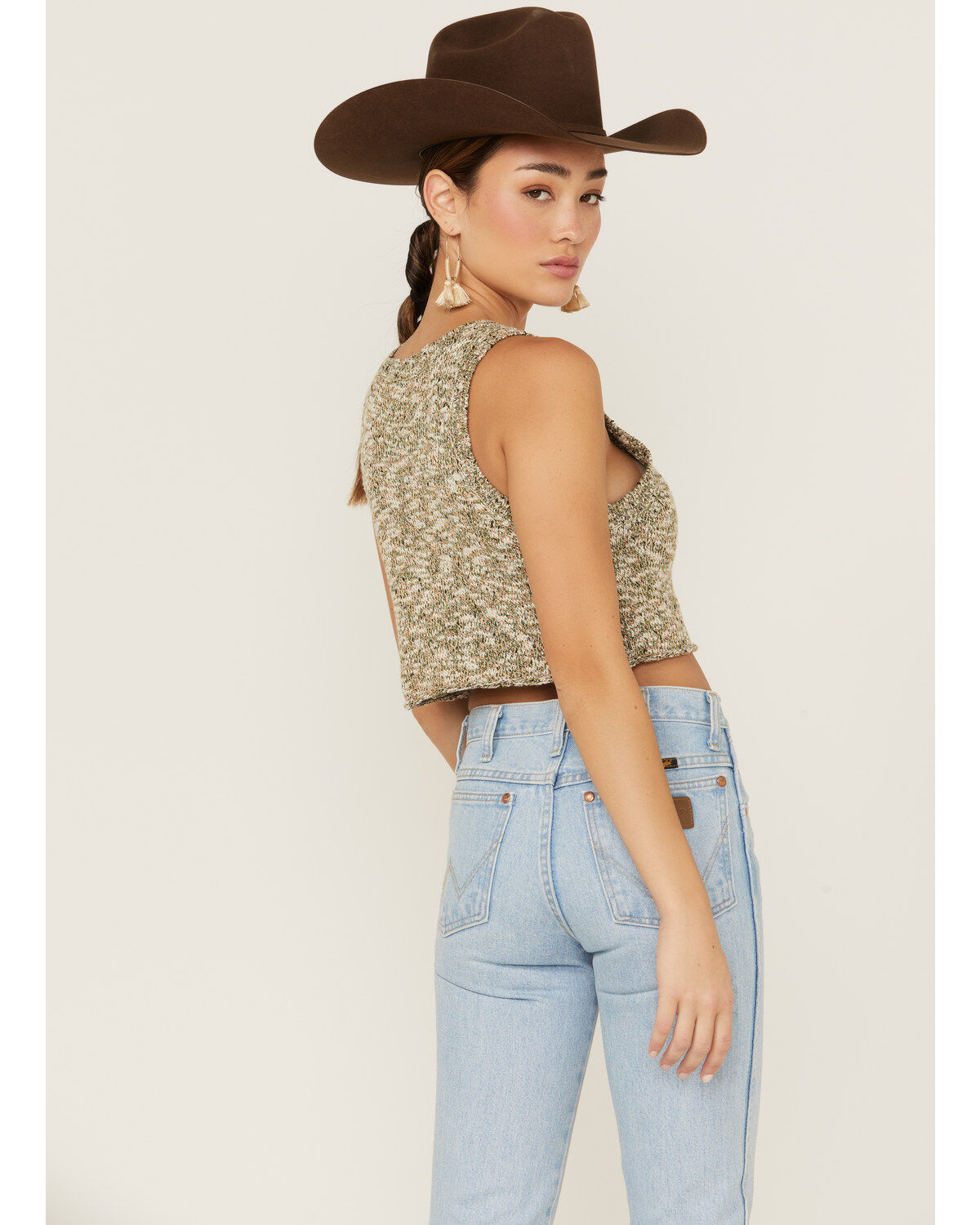 Shyanne Women's Marled Button-Front Cropped Sweater Vest