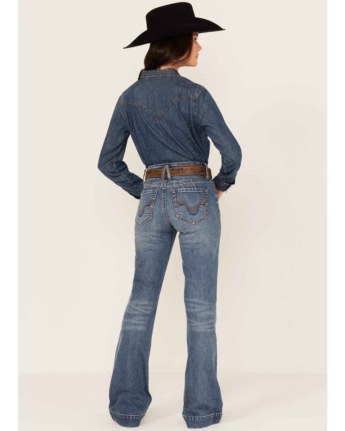 Rock & Roll Denim Women's Medium Wash High Rise Trouser Stretch Denim Jeans