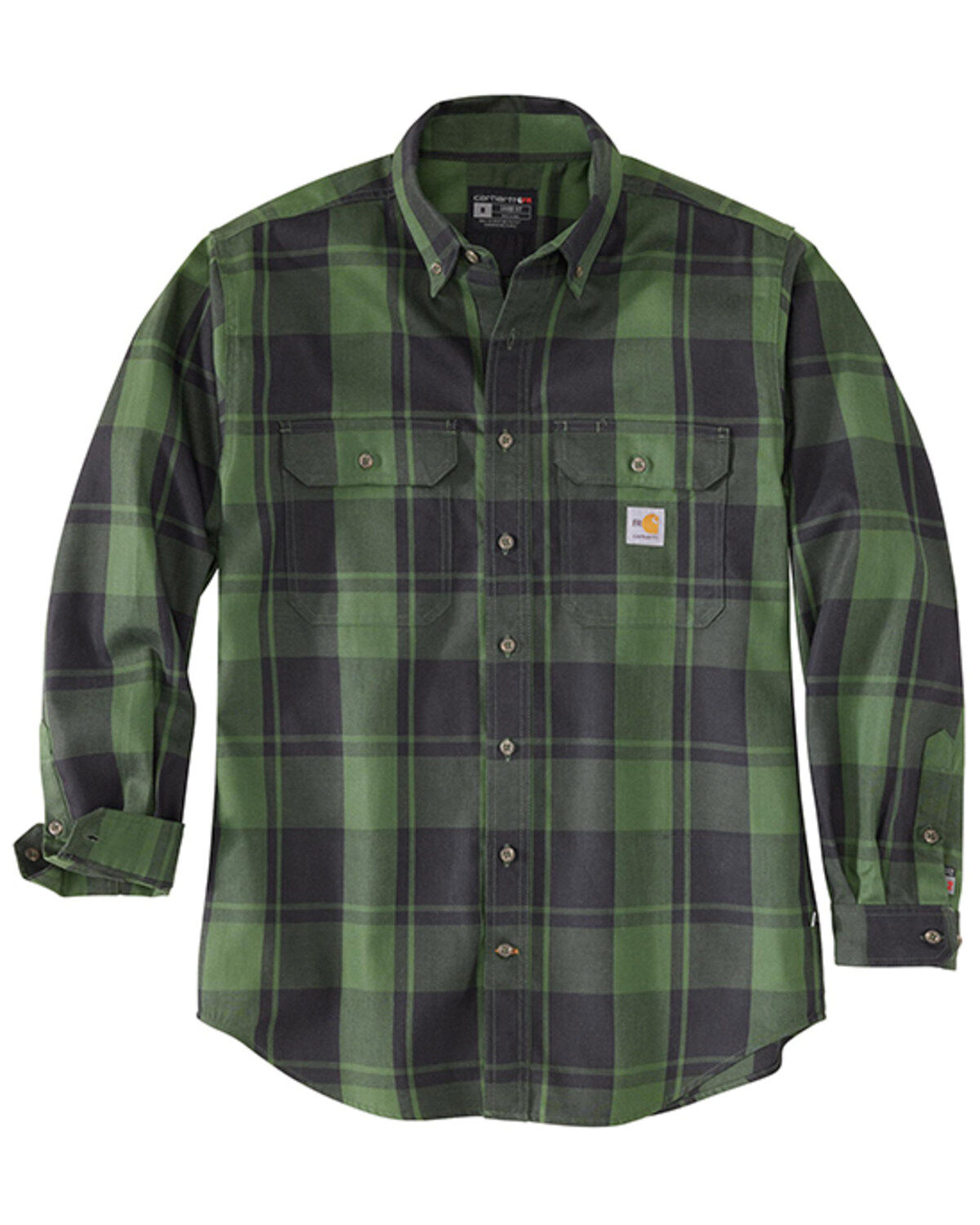 Carhartt Men's FR Force Rugged FleX™ Plaid Print Long Sleeve Button-Down Western Work Shirt