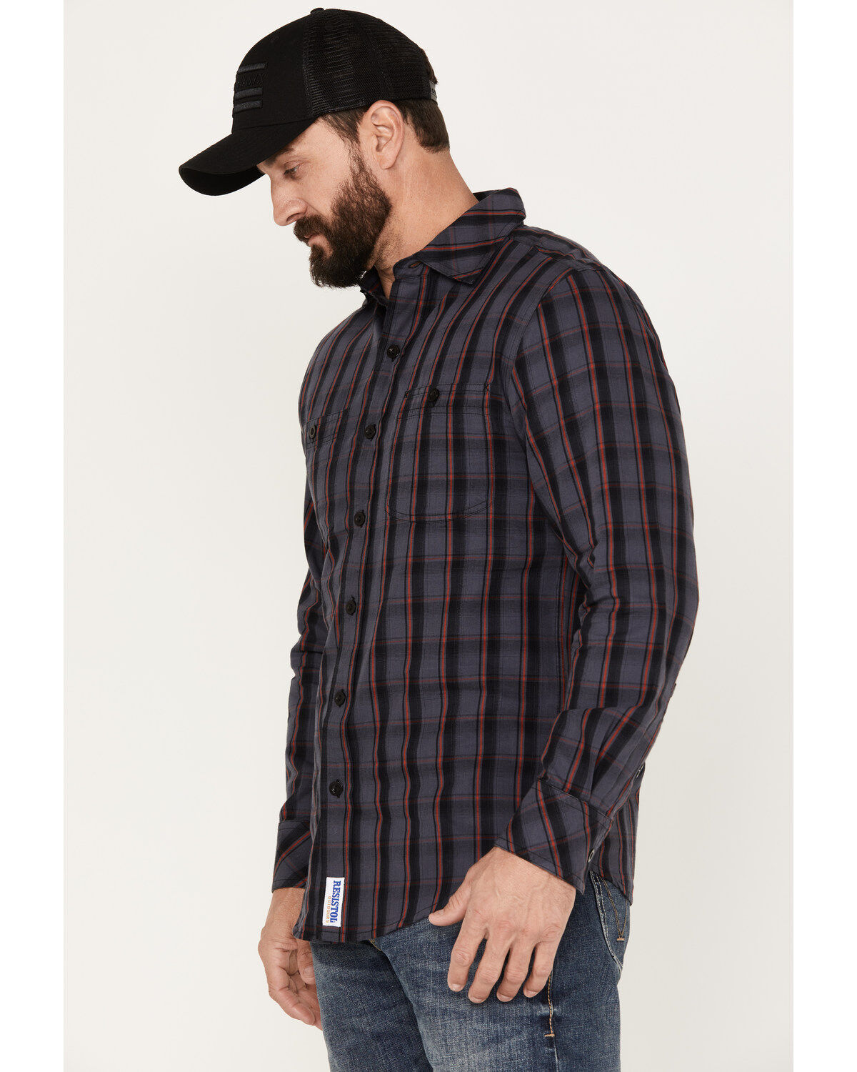 Resistol Men's Telluride Plaid Print Long Sleeve Button Down Western Shirt