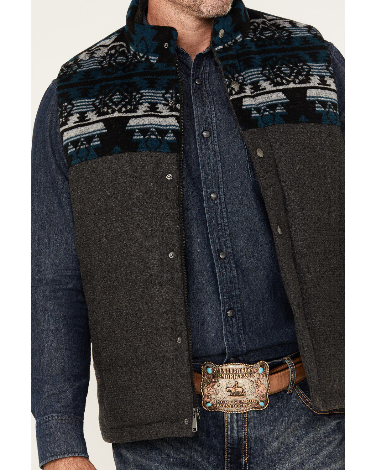 Cody James Men's Southwestern Print Yoke Wool Vest