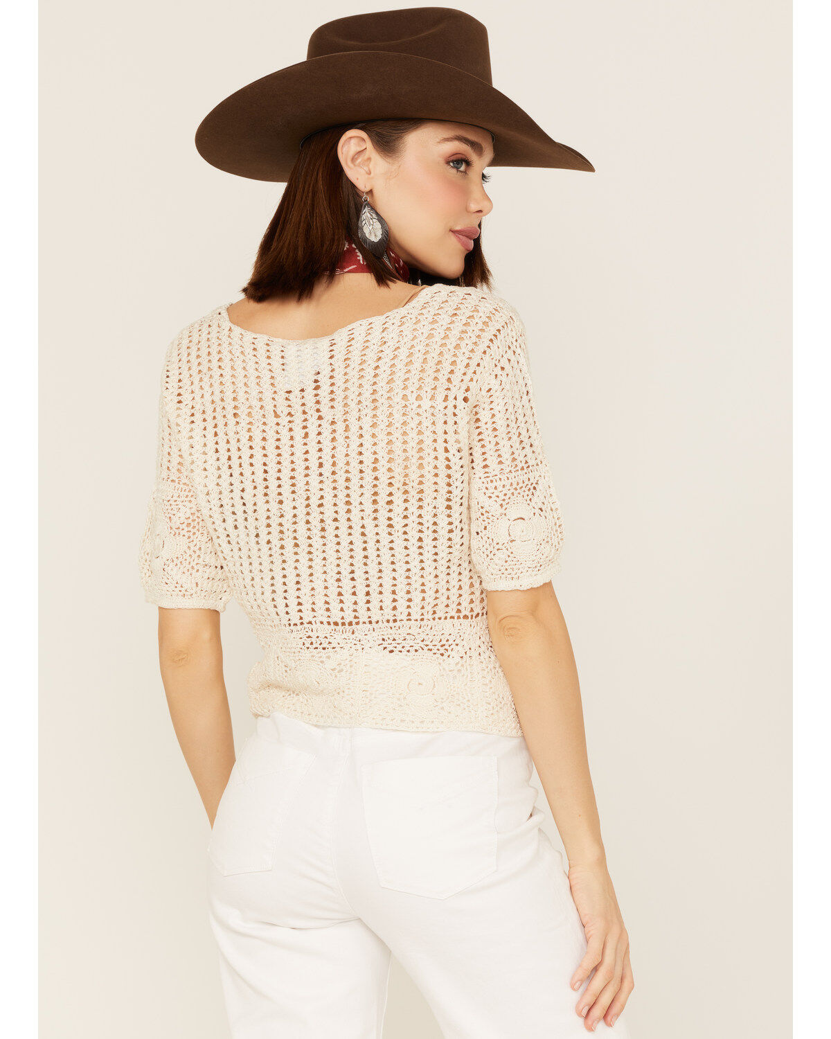 Sadie & Sage Women's Crochet Bestia Peplum Top