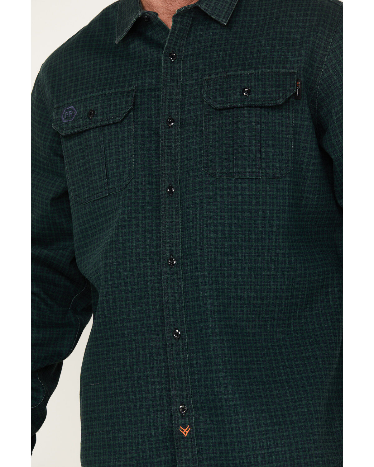 Hawx Men's FR Plaid Print Long Sleeve Button-Down Work Shirt
