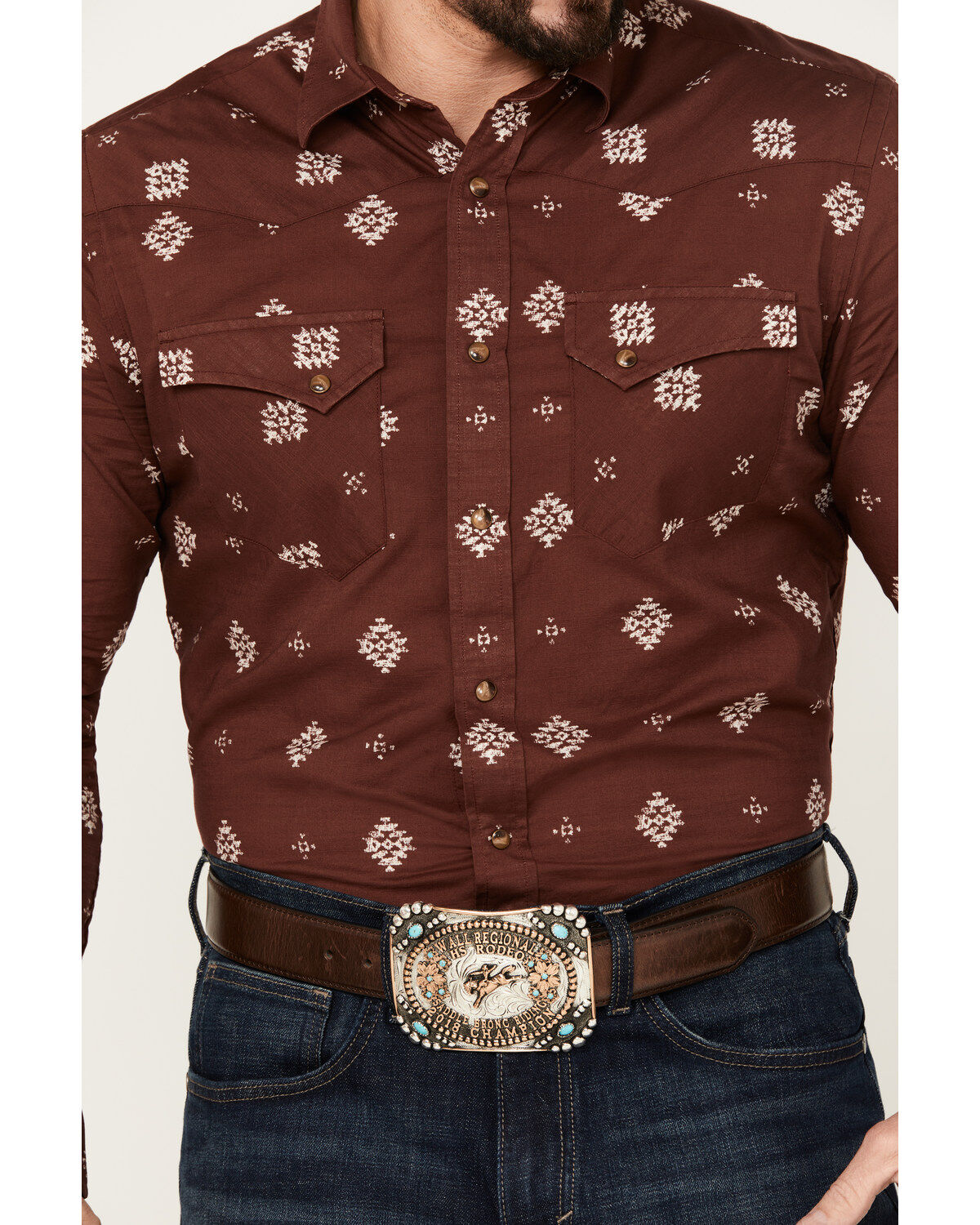 Pendleton Men's Laramie Diamond Print Long Sleeve Western Snap Shirt