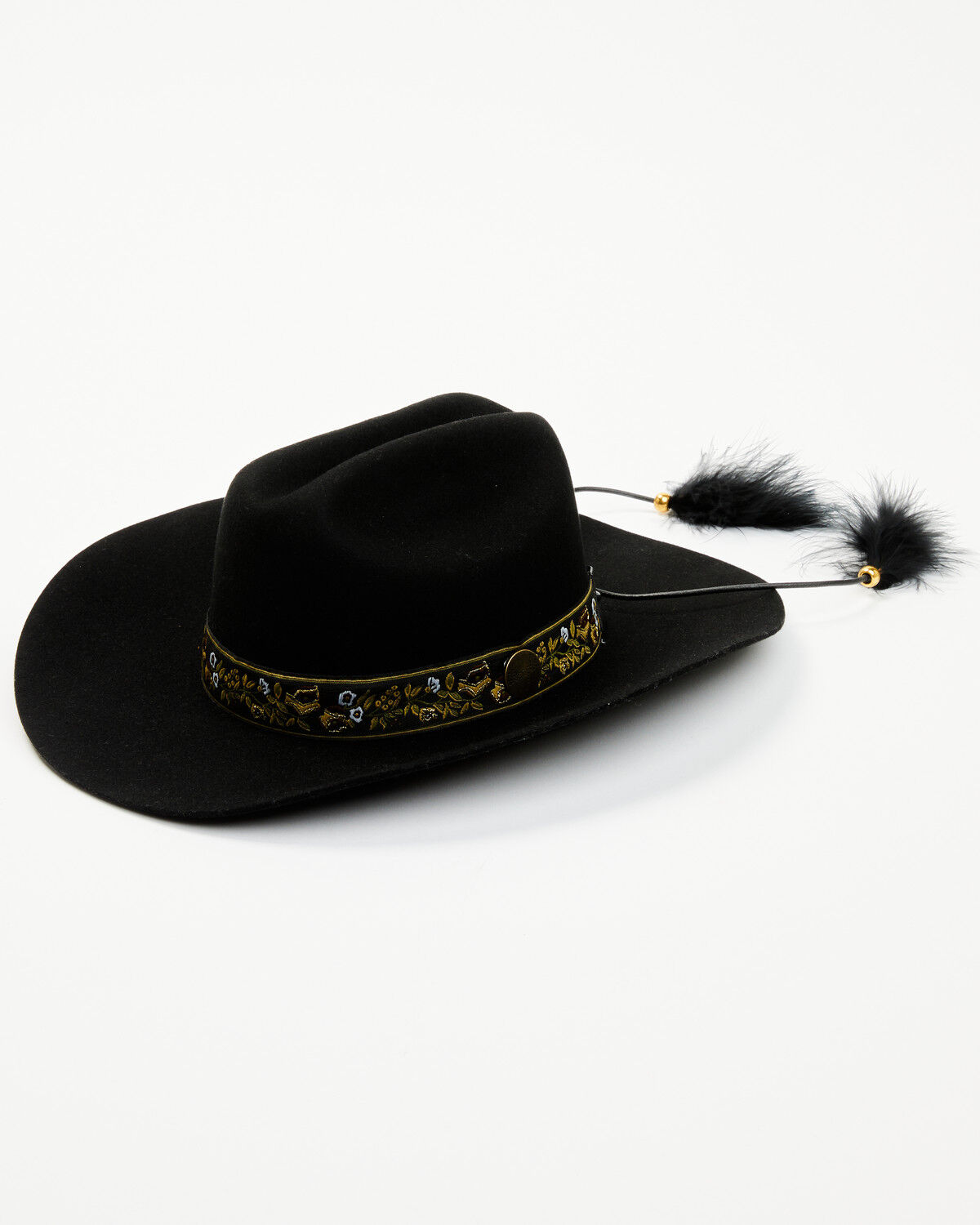 Wrangler Women's Floral Jacquard Feather Tassel Fashion Hat