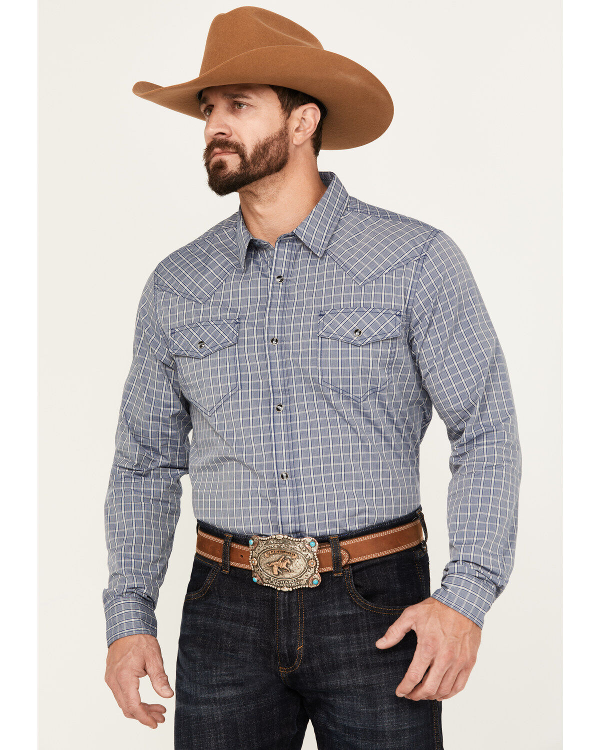 Cody James Men's Trainer Plaid Print Long Sleeve Snap Western Shirt - Big
