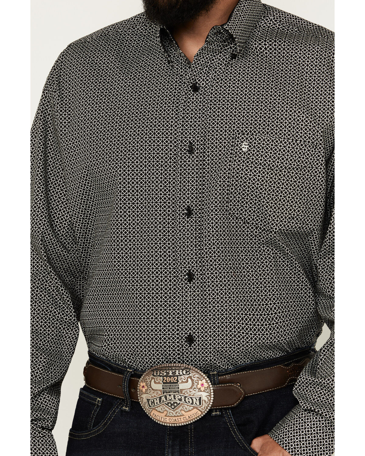 Stetson Men's Geo Print Long Sleeve Button-Down Western Shirt