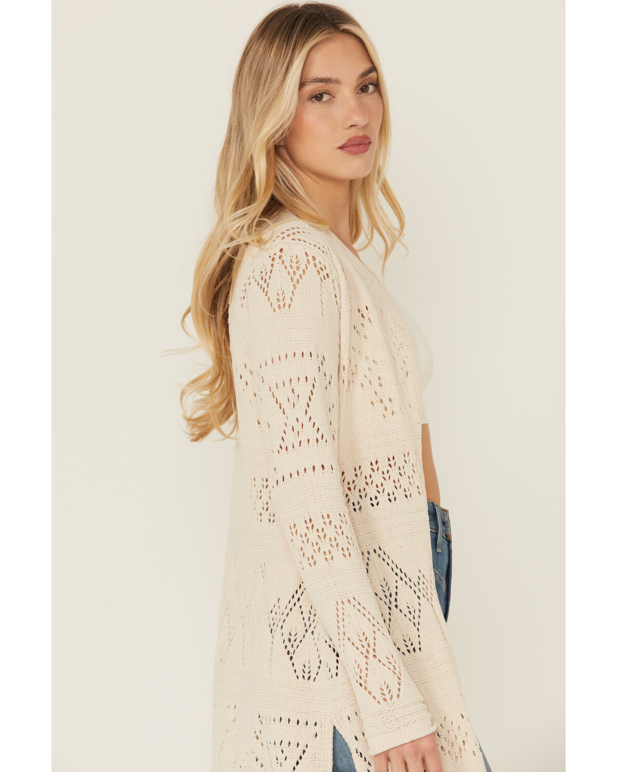 Shyanne Women's Open Weave Chenille Duster Cardigan