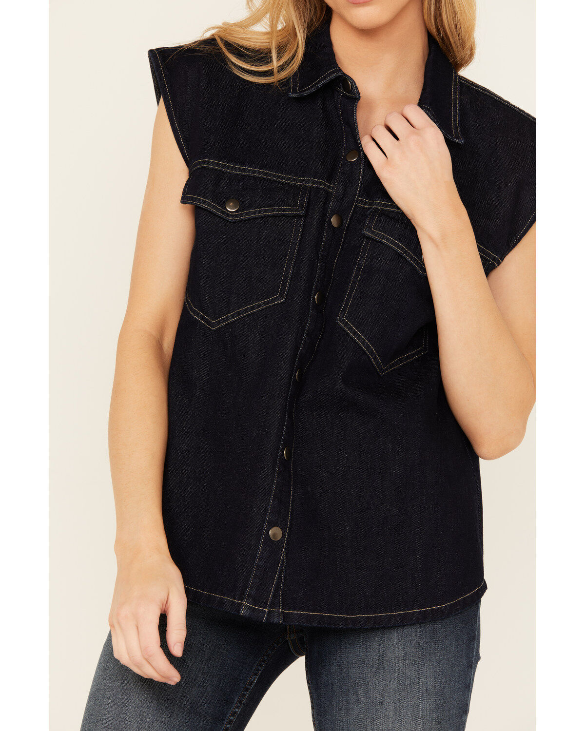 Flying Tomato Women's Dark Wash Denim Vest