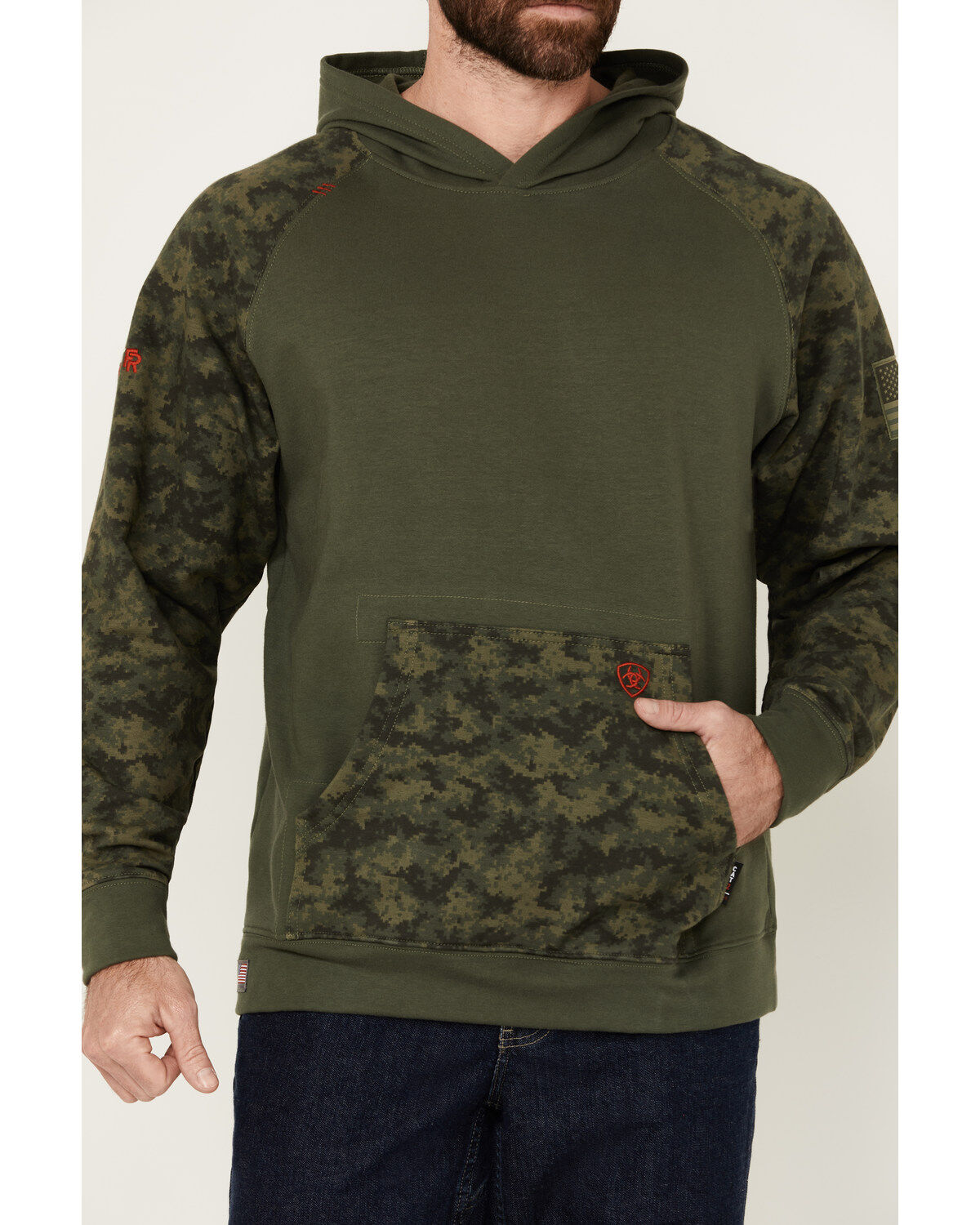 Ariat Men's FR DuraStretch Patriot Camo Print Hooded Sweatshirt