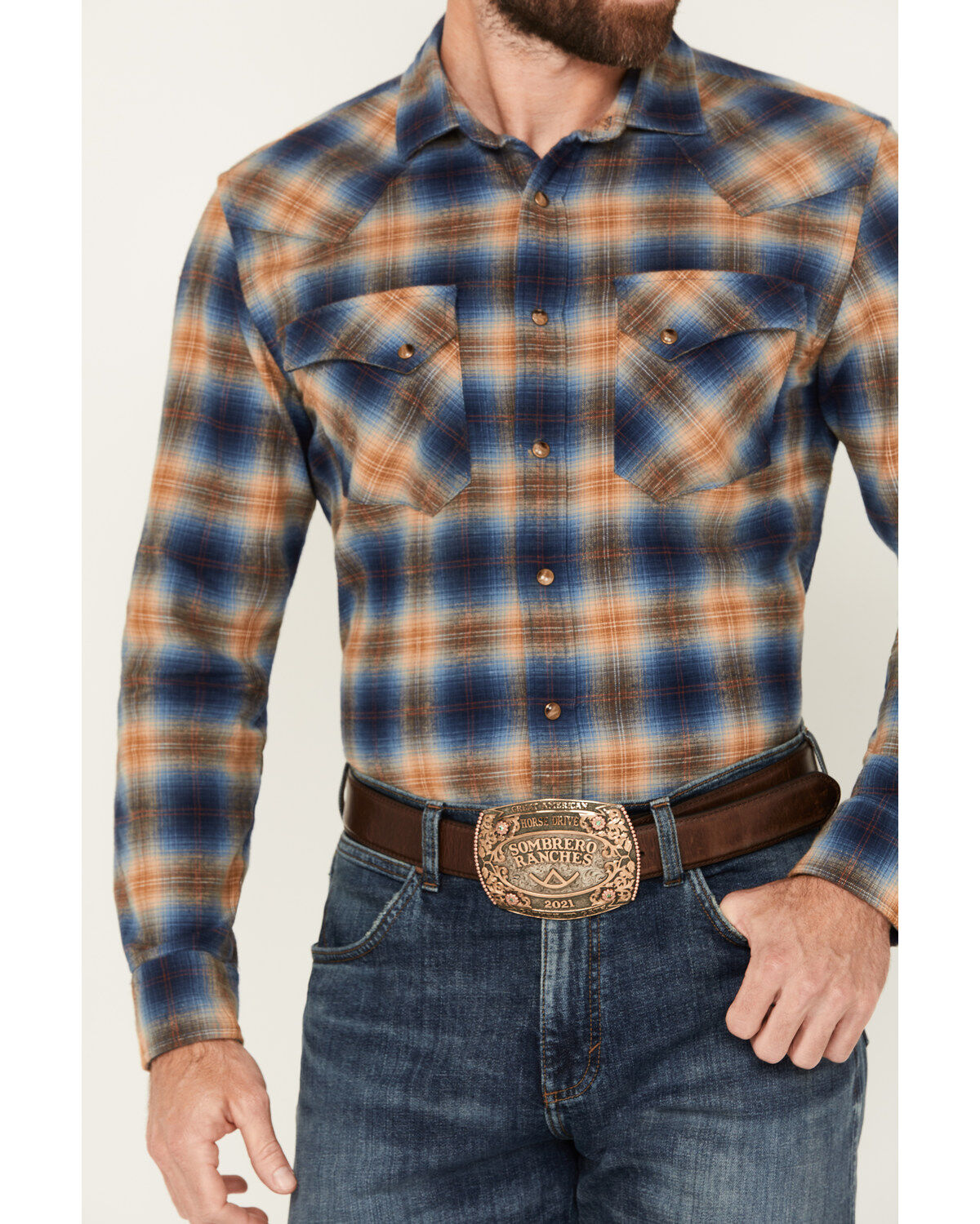 Pendleton Men's Wyatt Plaid Print Long Sleeve Snap Western Shirt