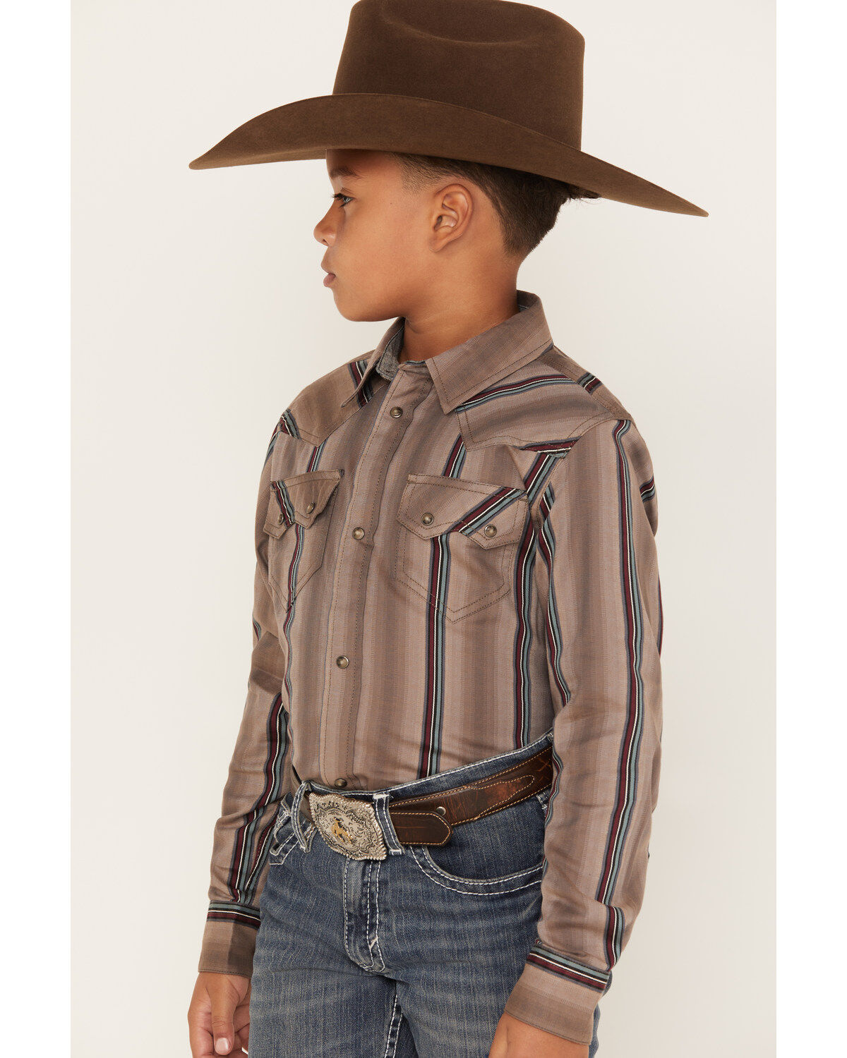 Cody James Boys' Moonshiner Stripe Long Sleeve Snap Shirt