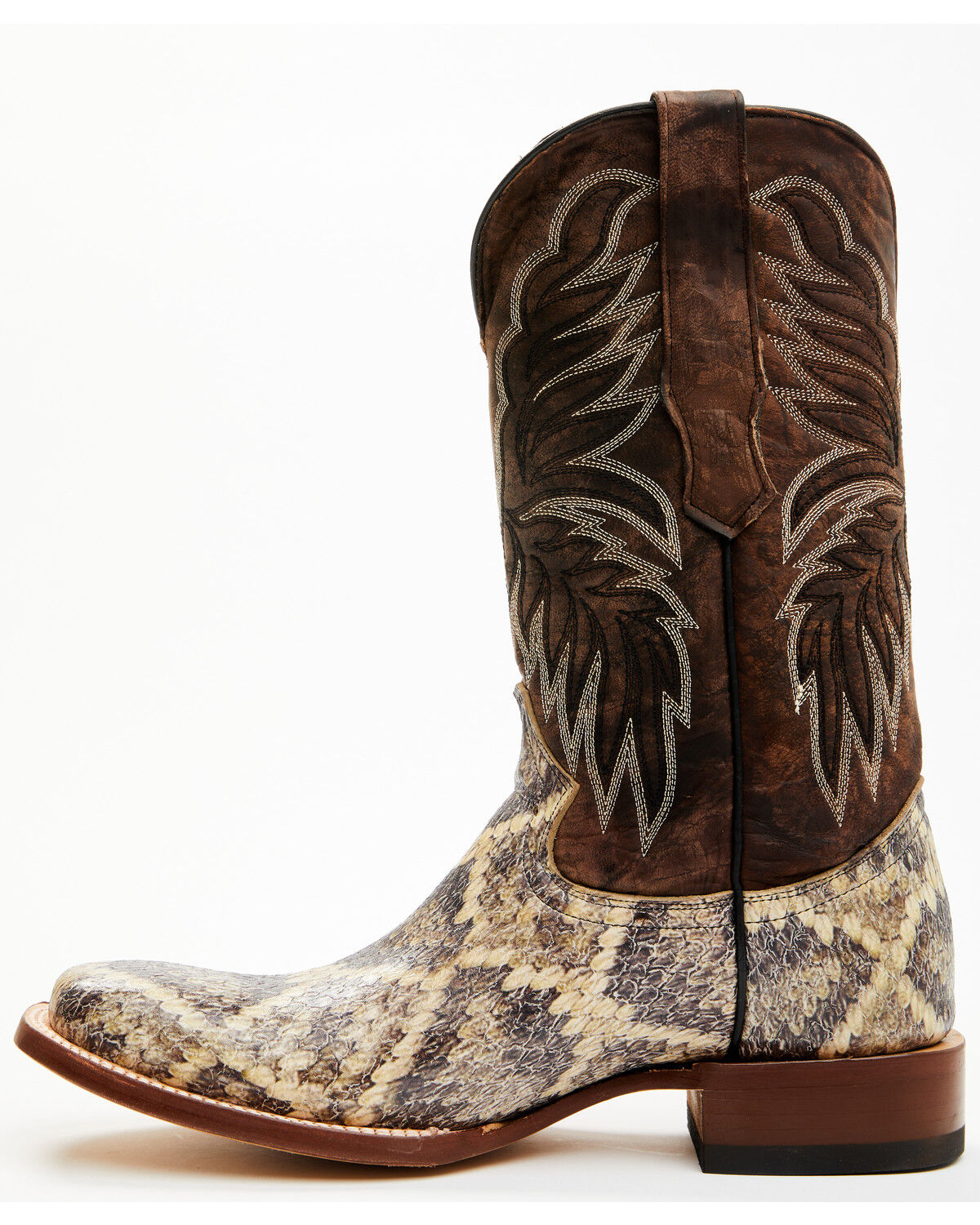 Tanner Mark Men's Rattlesnake Print Western Boots - Broad Square Toe