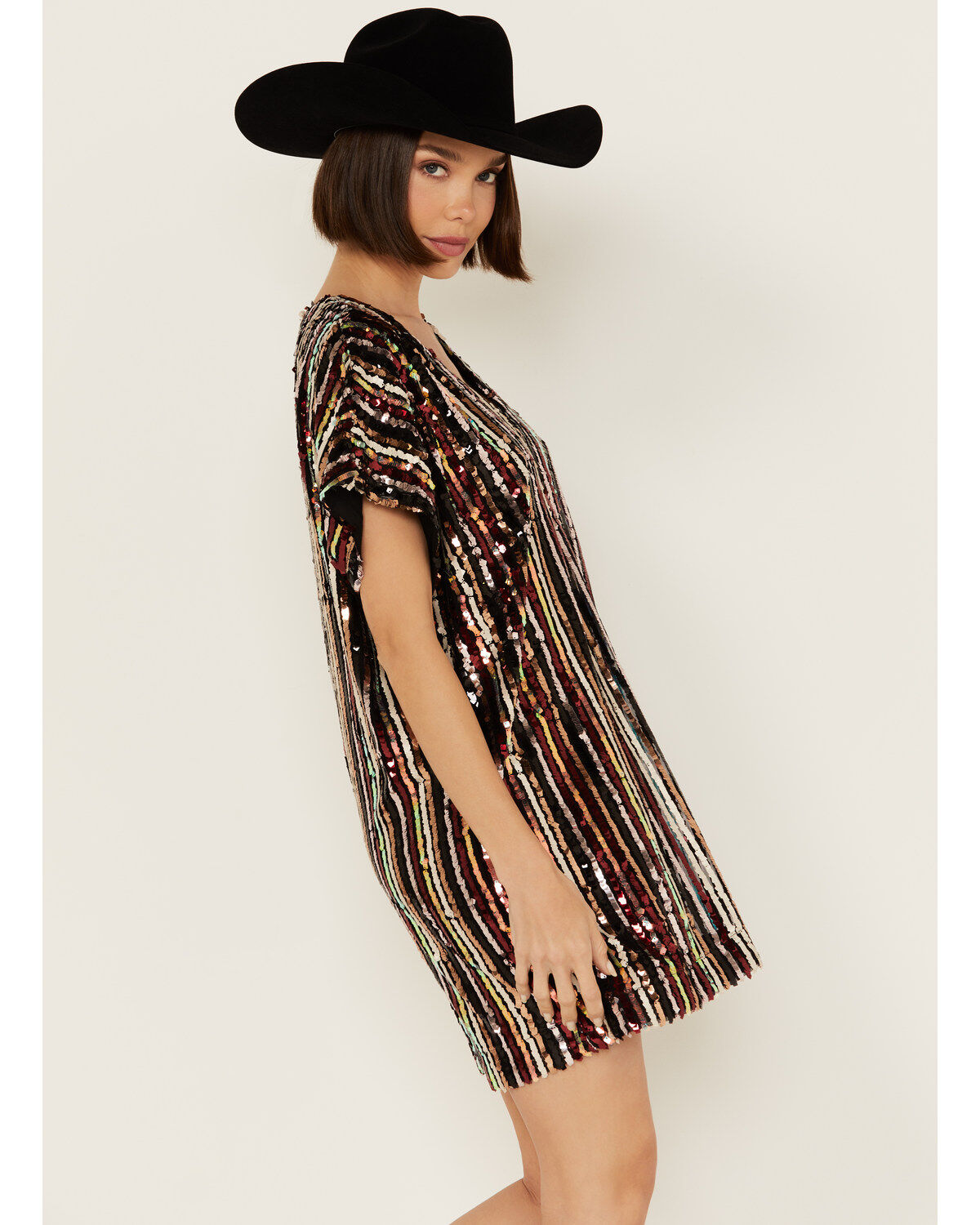 By Together Women's Striped Sequins Mini Dress