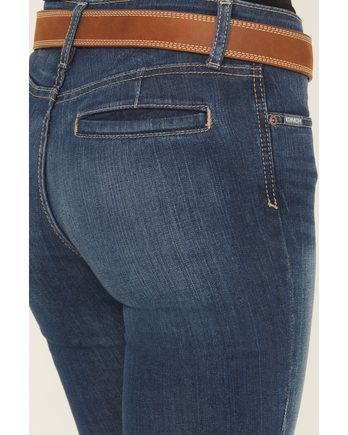 Cinch Women's Lynden Medium Wash Mid Rise Trouser Stretch Denim Jeans