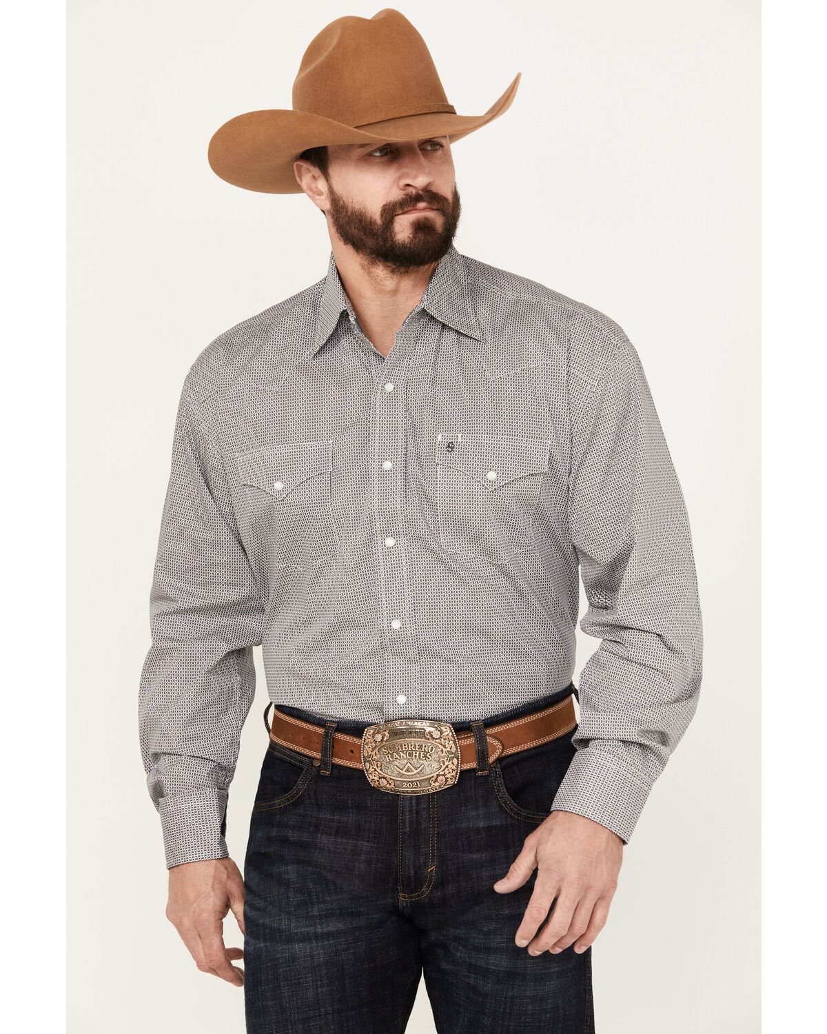Stetson Men's Diamond Geo Print Long Sleeve Western Pearl Snap Shirt