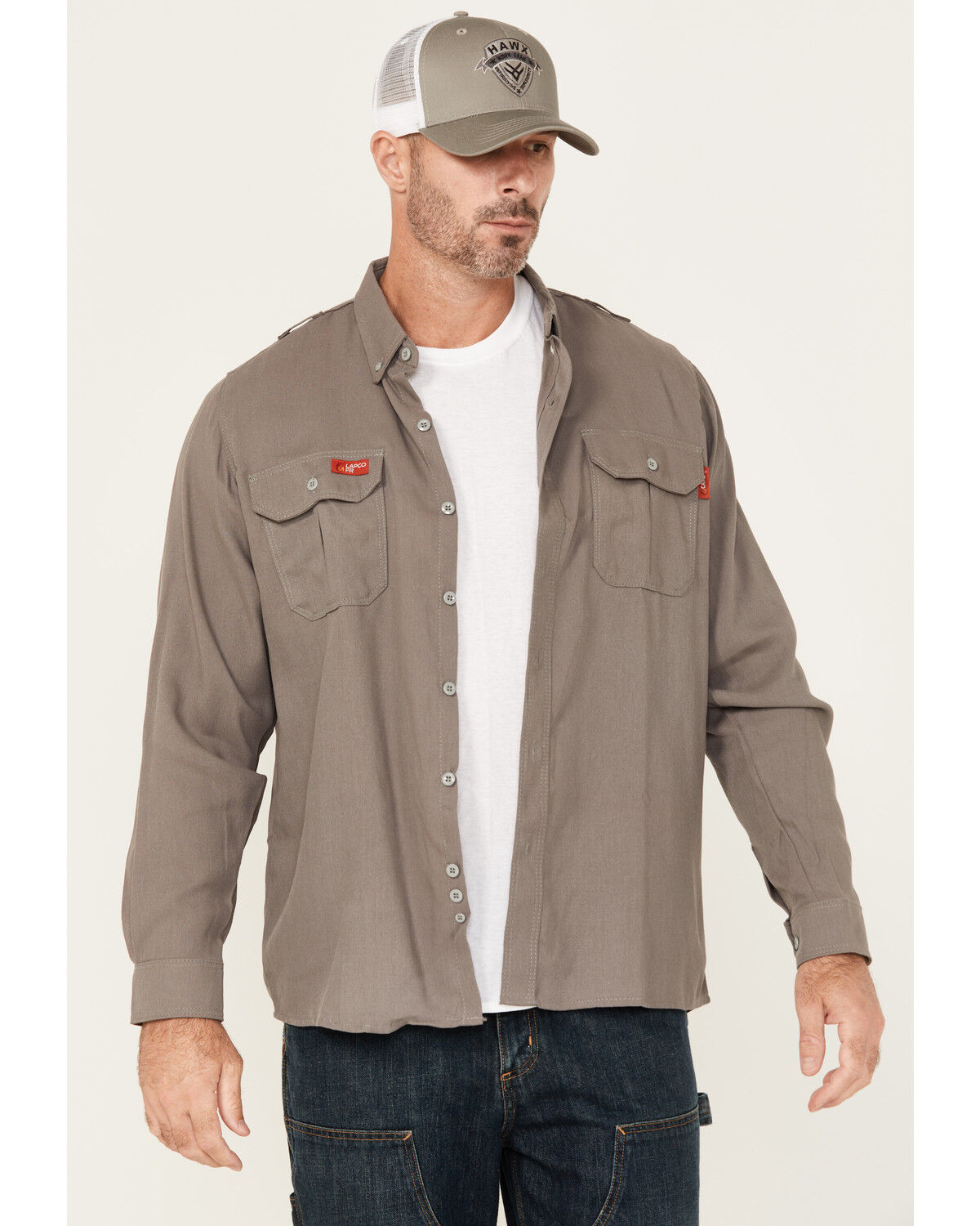 Lapco Men's FR Modern Uniform Long Sleeve Button-Down Work Shirt