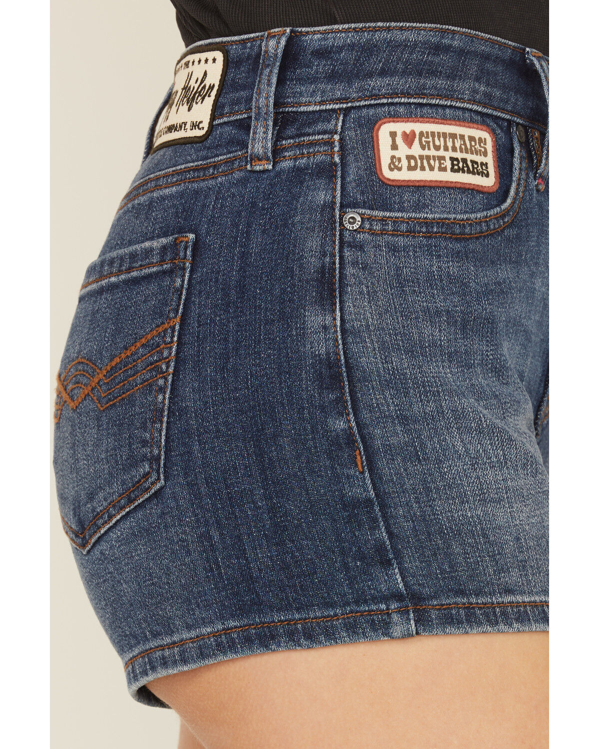 Idyllwind Women's Ellie Patch Dark Wash High Rise Stretch Denim Shorts