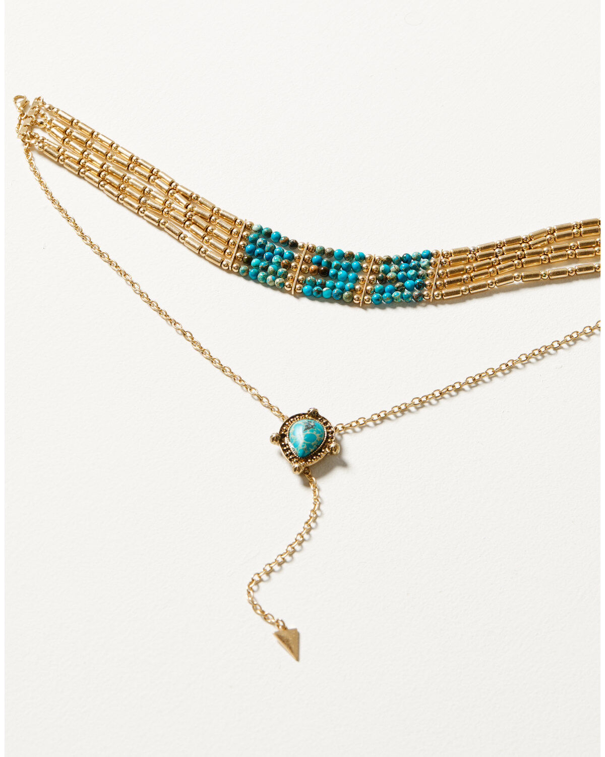 Shyanne Women's Golden Turquoise Beaded Choker Necklace