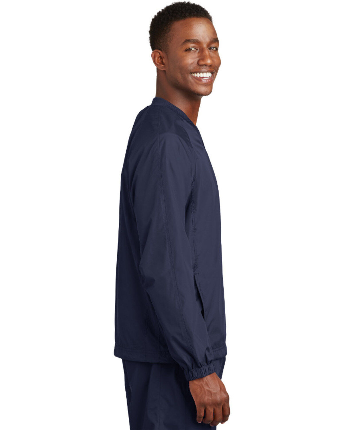 Sport-Tek Men's V-Neck Raglan Wind Work Shirt Jacket