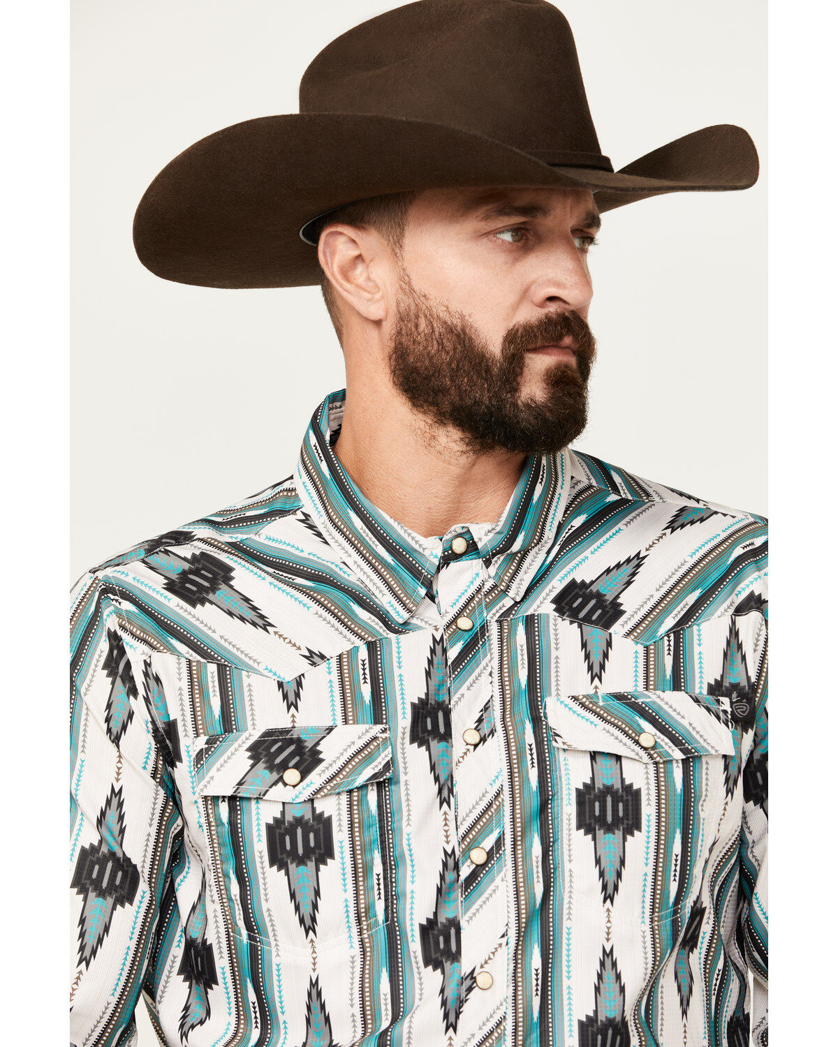 Rock & Roll Denim Men's Southwestern Print Ripstop Long Sleeve Snap Performance Western Shirt
