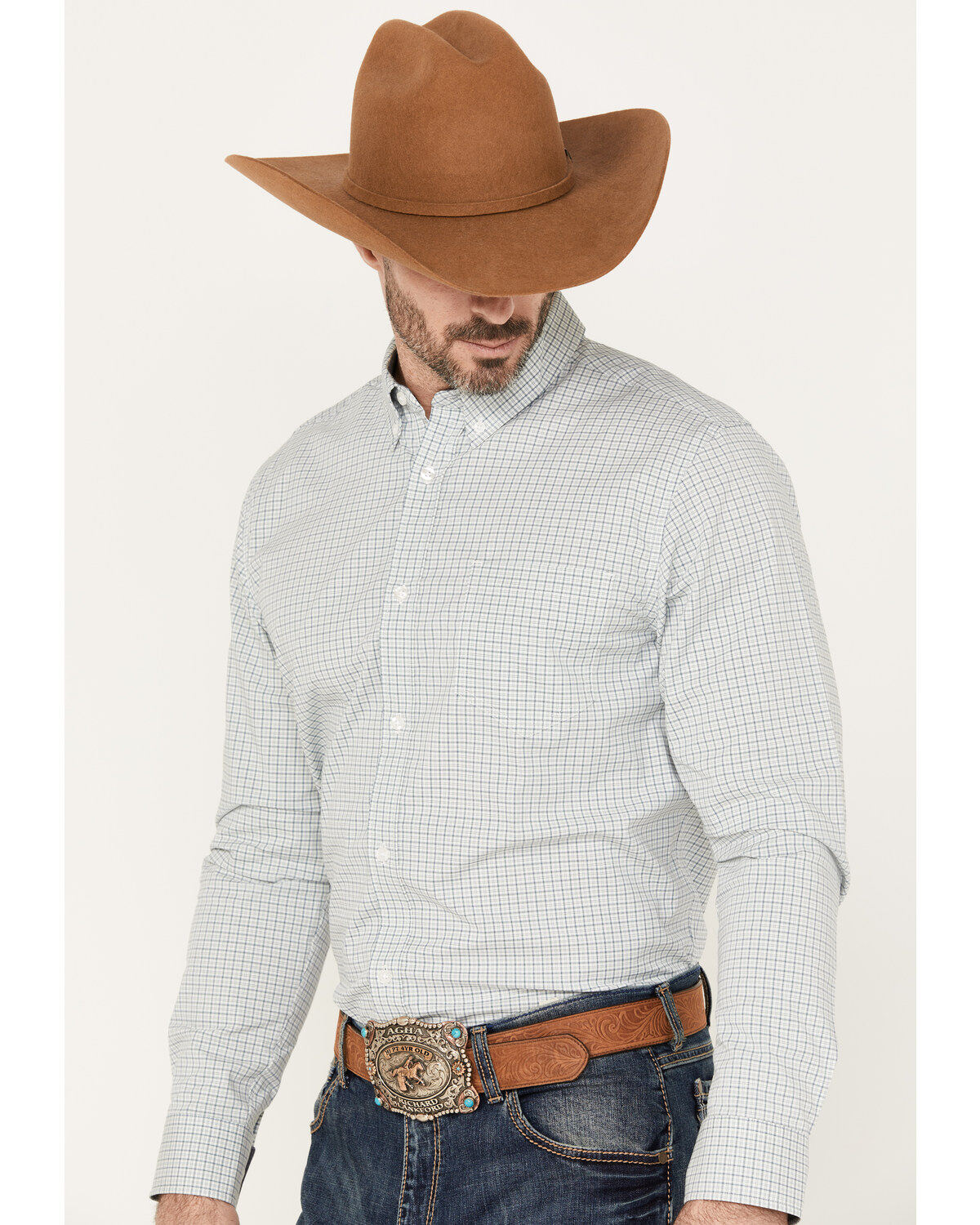 Cody James Men's Hoof Plaid Print Long Sleeve Button-Down Western Shirt